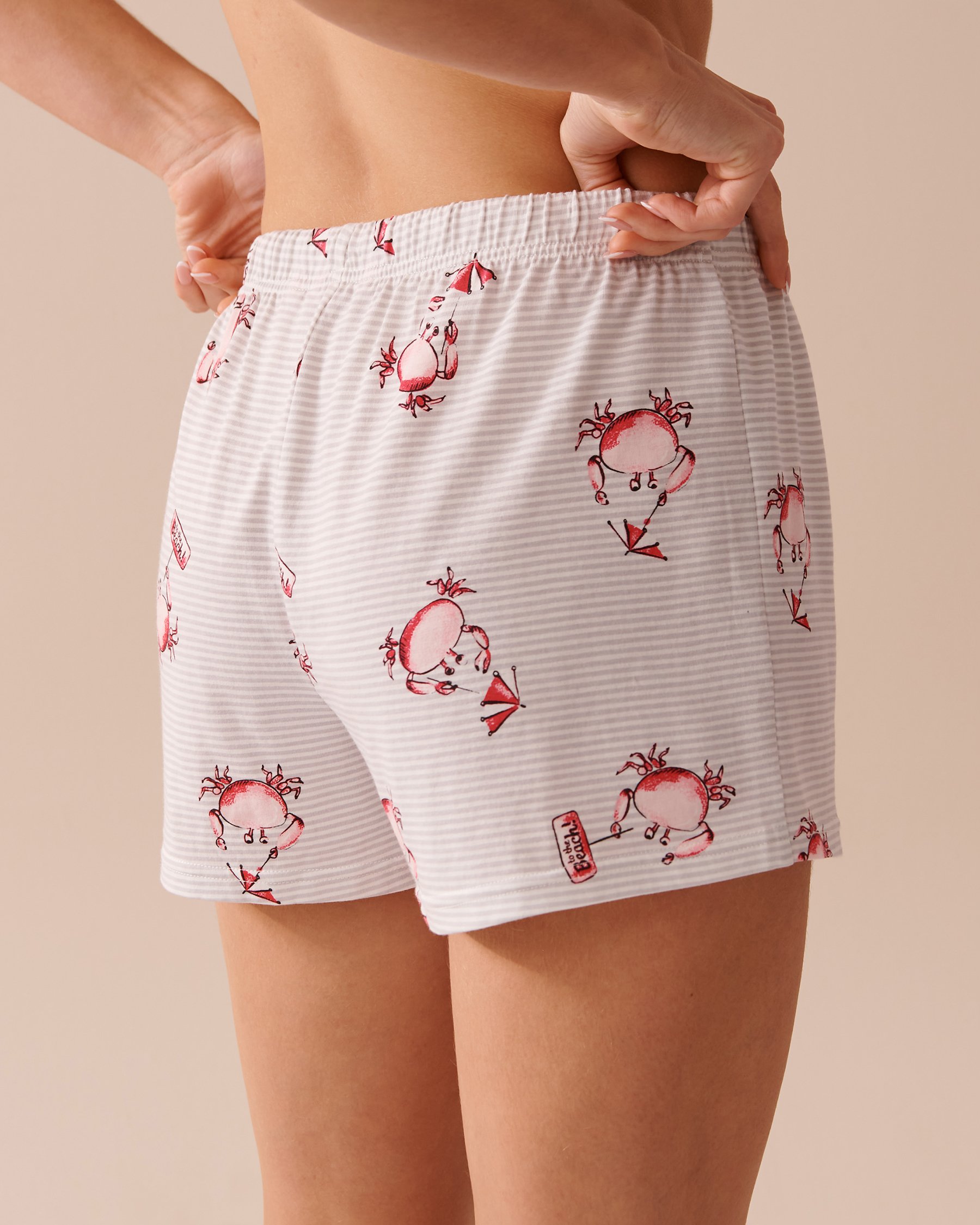 LA VIE EN ROSE Crab Print Shirt PJ Set Crab Stripes 40400066 - View5