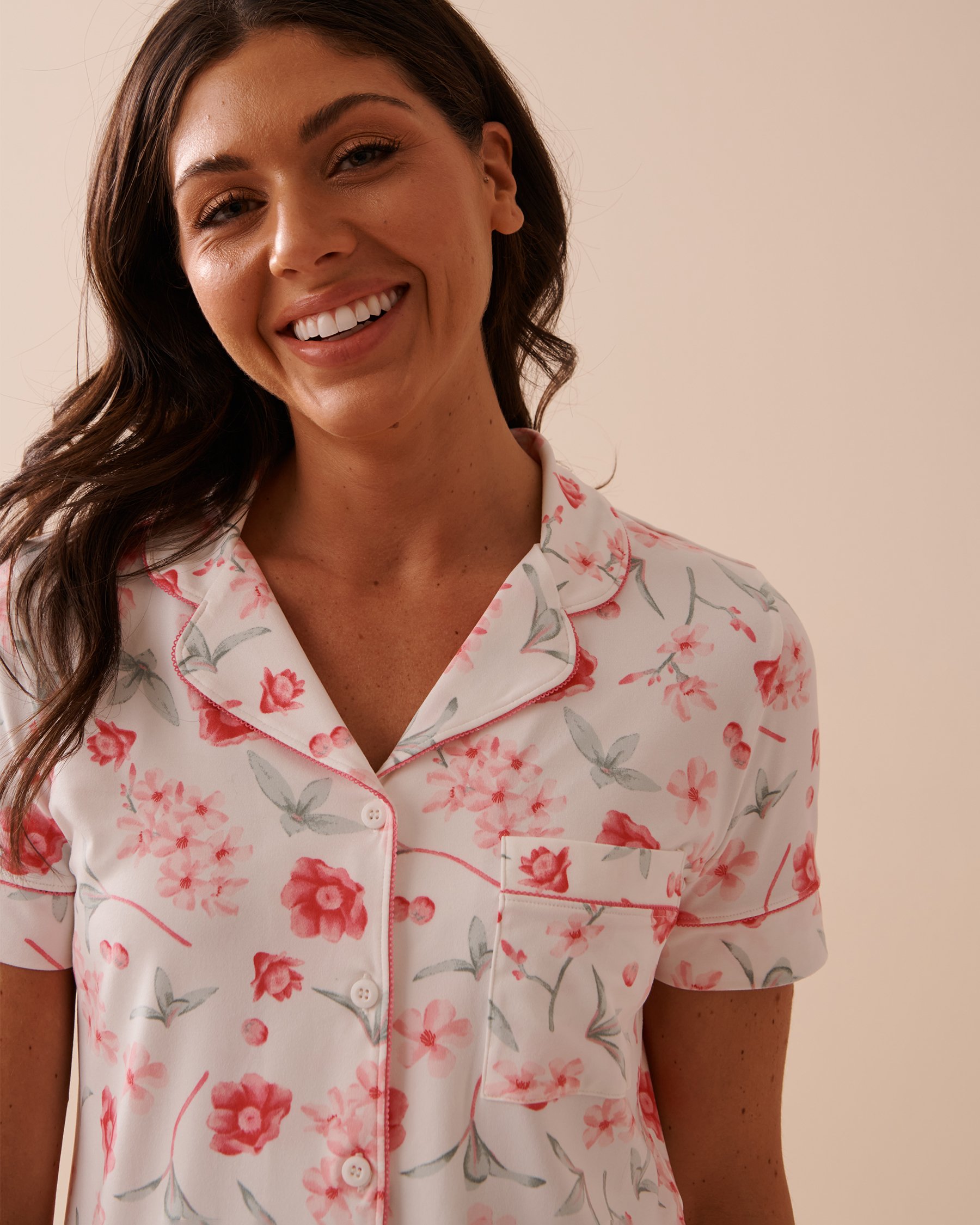 LA VIE EN ROSE Pink Floral Super Soft Button-down Shirt Pink Flower Garden 40100573 - View3