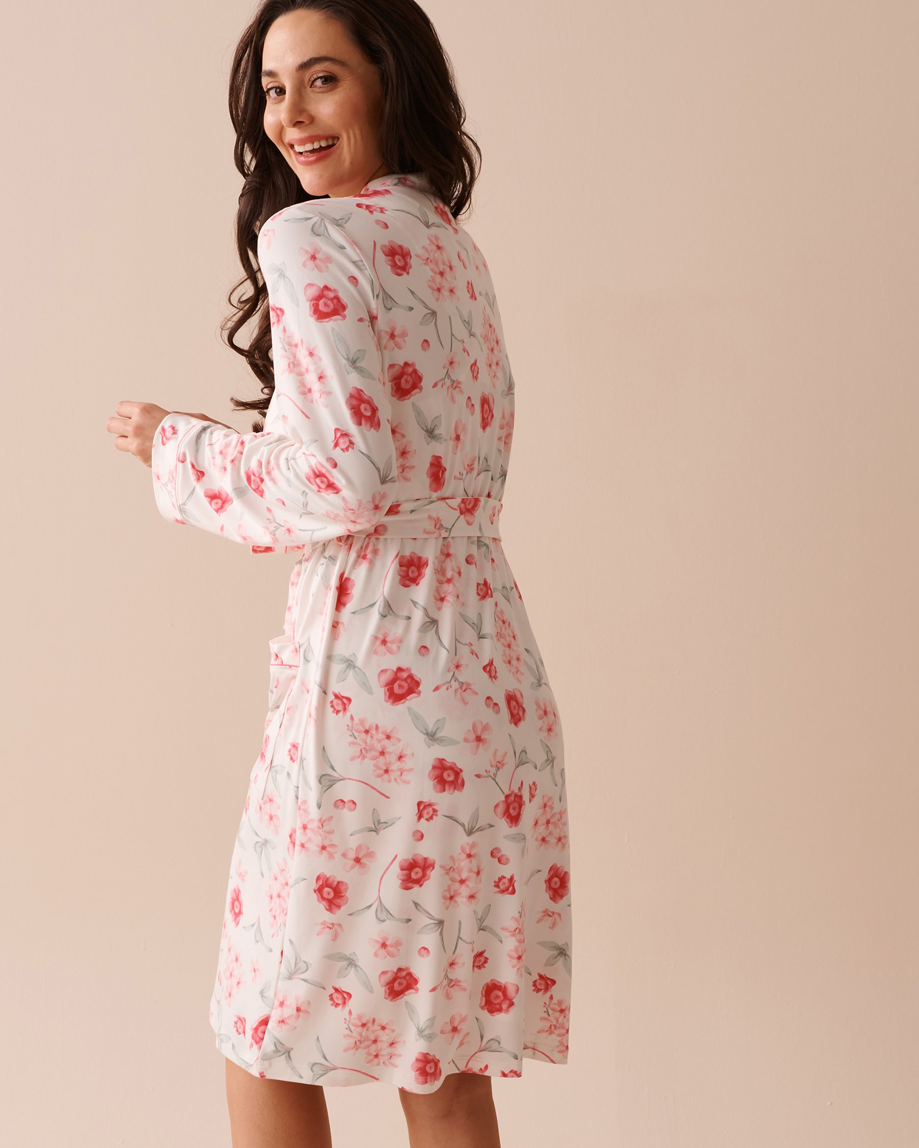 LA VIE EN ROSE Kimono ultra doux à fleurs roses Jardin de fleurs roses 40600171 - View2