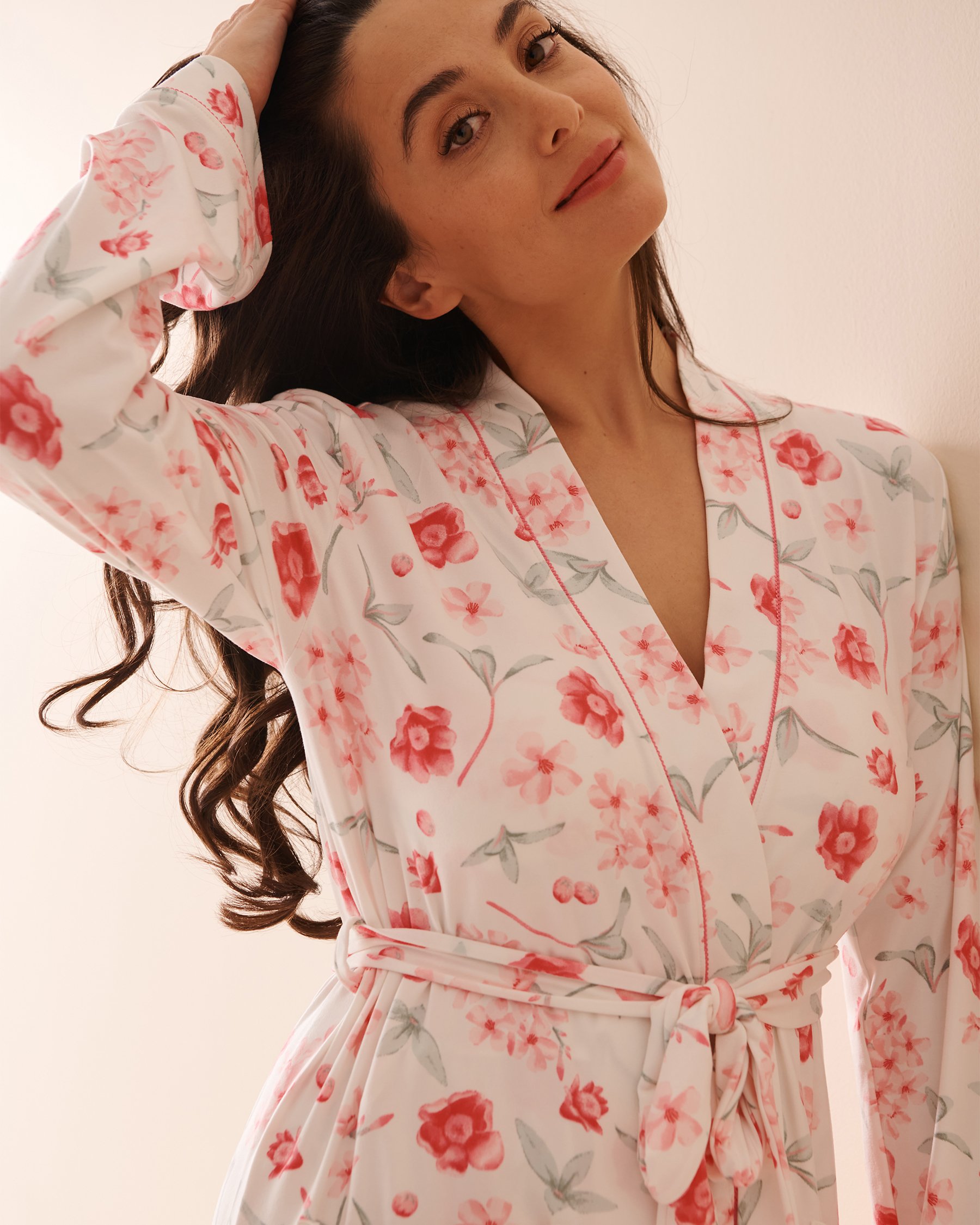 LA VIE EN ROSE Kimono ultra doux à fleurs roses Jardin de fleurs roses 40600171 - View3