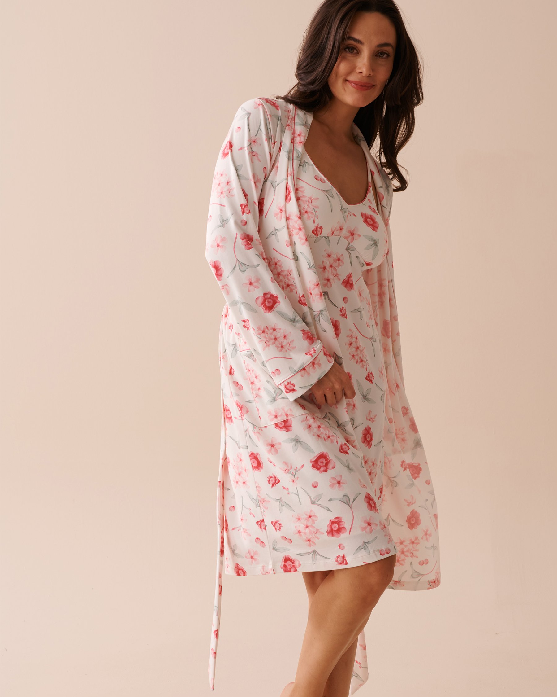 LA VIE EN ROSE Kimono ultra doux à fleurs roses Jardin de fleurs roses 40600171 - View4