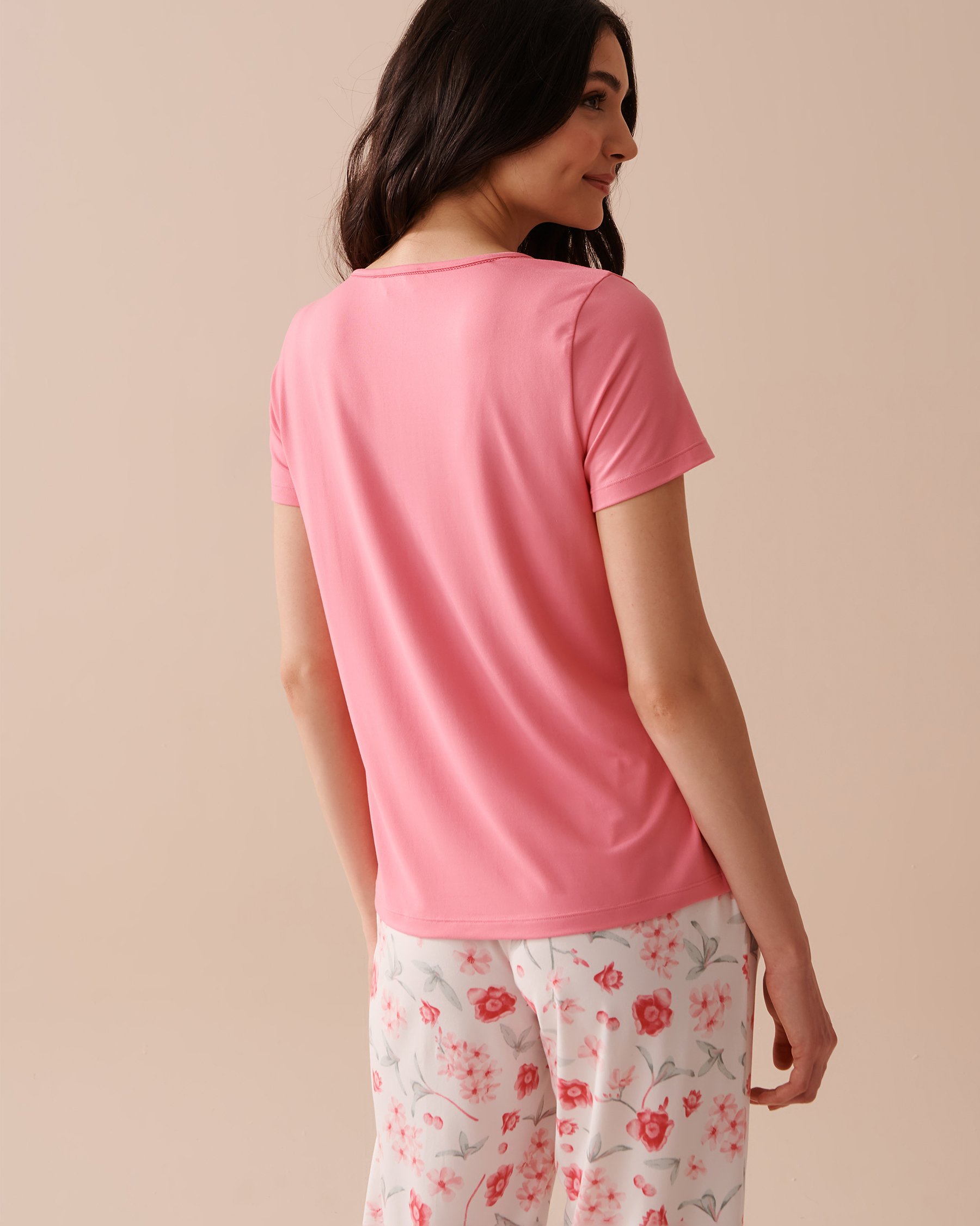 LA VIE EN ROSE Pink Floral Super Soft T-shirt Watermelon 40100575 - View2