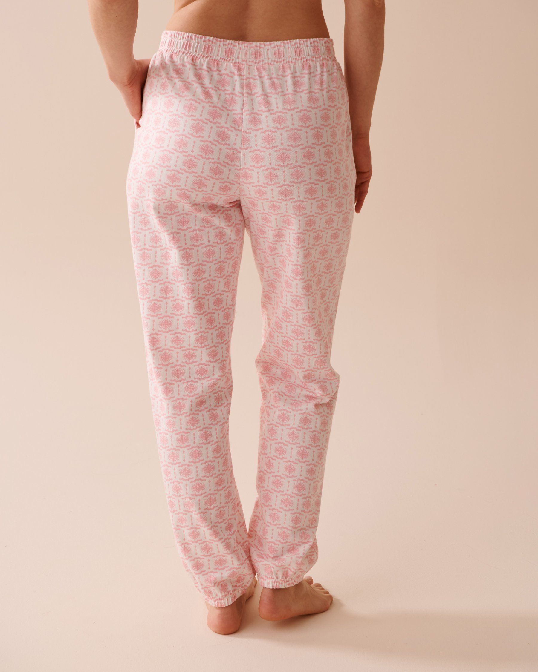 LA VIE EN ROSE Pink Geometric Print Cotton Jogger Pajama Pants Candy Pink Geometric 40200576 - View2