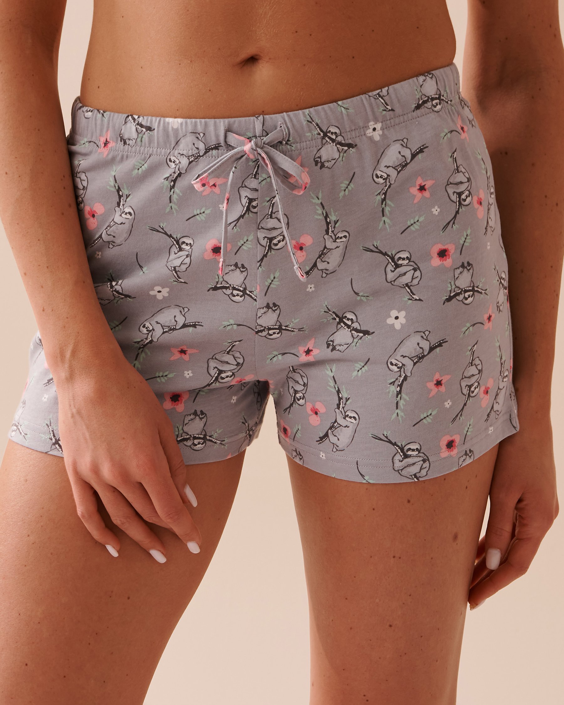 LA VIE EN ROSE Sloth Print Shirt PJ Set Grey/Sloths 40400066 - View4