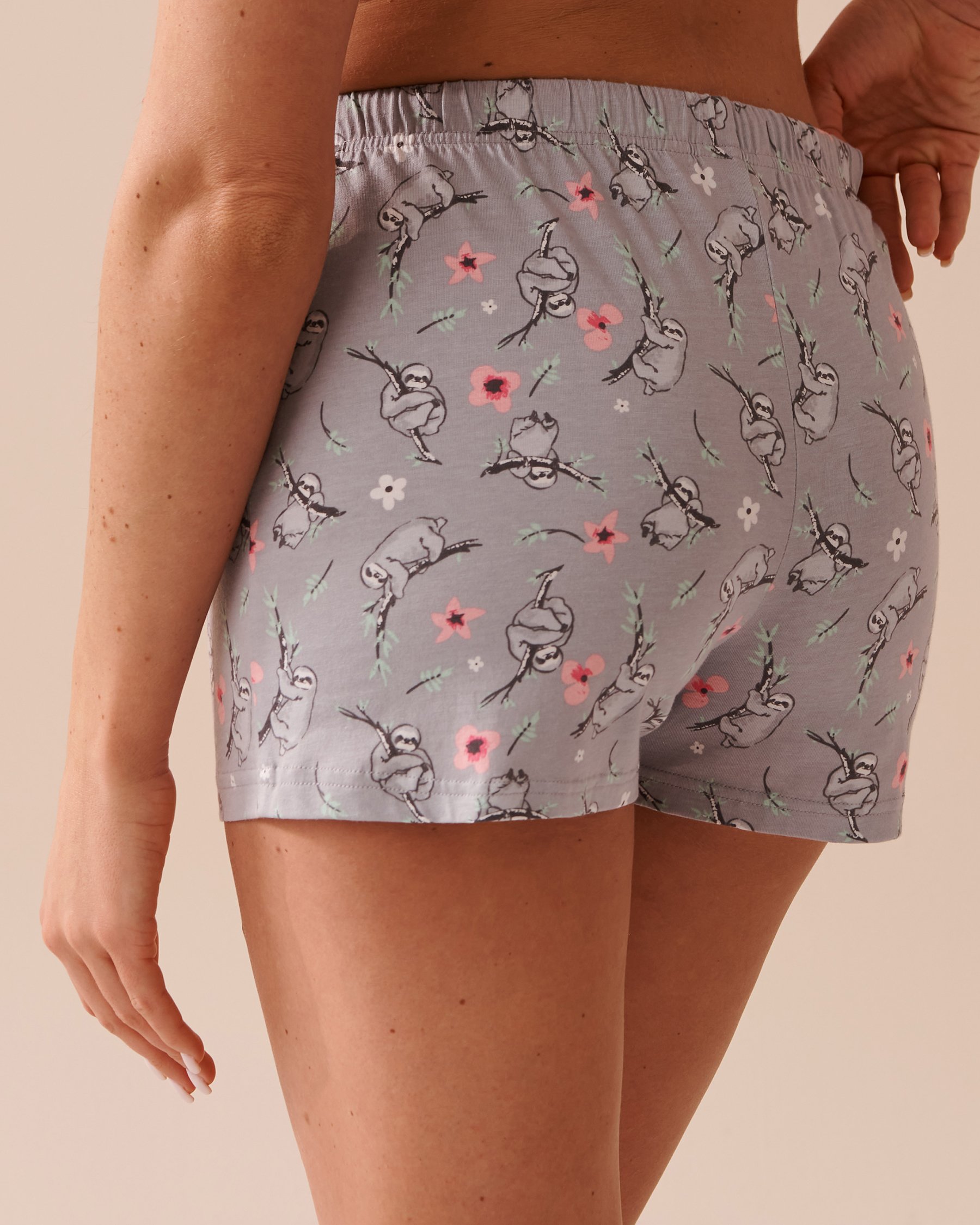 LA VIE EN ROSE Sloth Print Shirt PJ Set Grey/Sloths 40400066 - View5