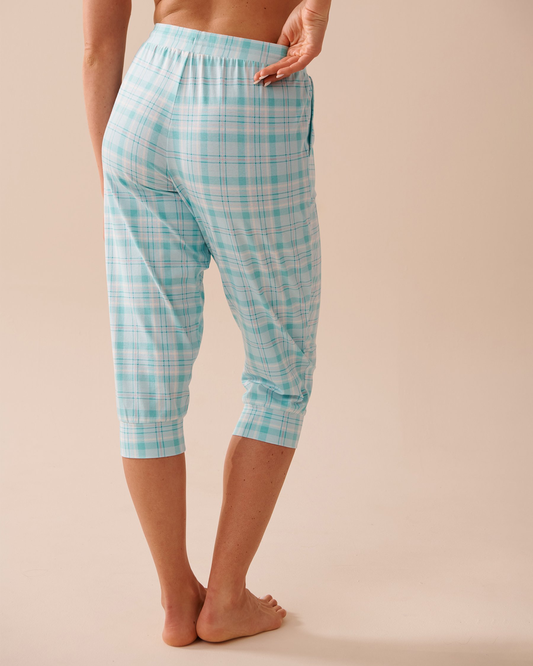 LA VIE EN ROSE Striped Cotton Fitted Capris Icy Blue Stripes 40200569 - View2