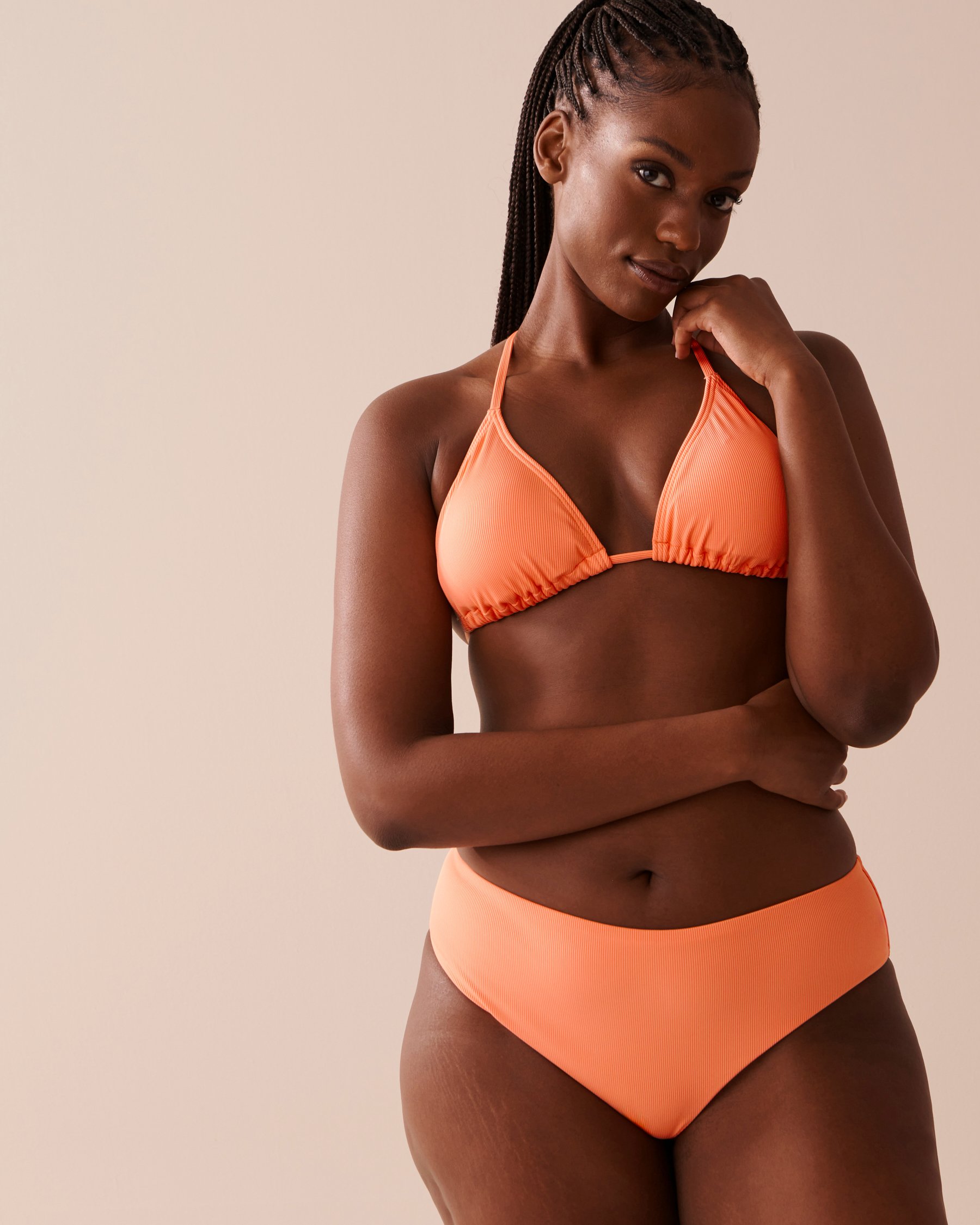 LA VIE EN ROSE AQUA PAPAYA Recycled Fibers Mid Waist Cheeky Bikini Bottom Papaya 70300561 - View3