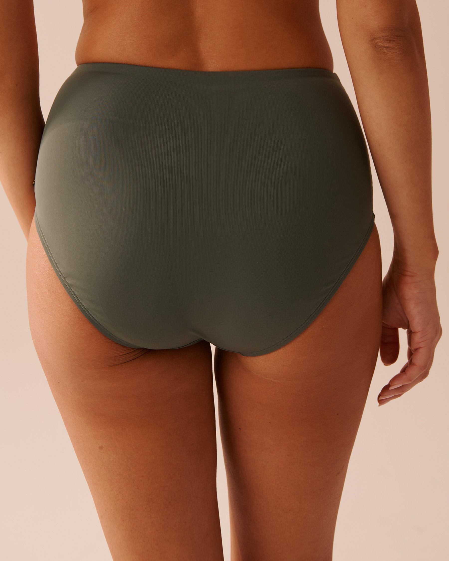 LA VIE EN ROSE AQUA KHAKI Draped High Waist Bikini Bottom Khaki 70300564 - View2