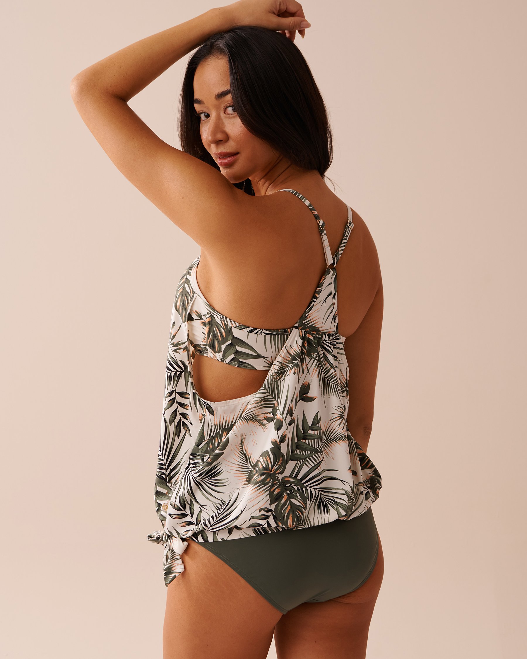 LA VIE EN ROSE AQUA BOTANICAL Racerback Tankini Top Botanical Print 70100602 - View2