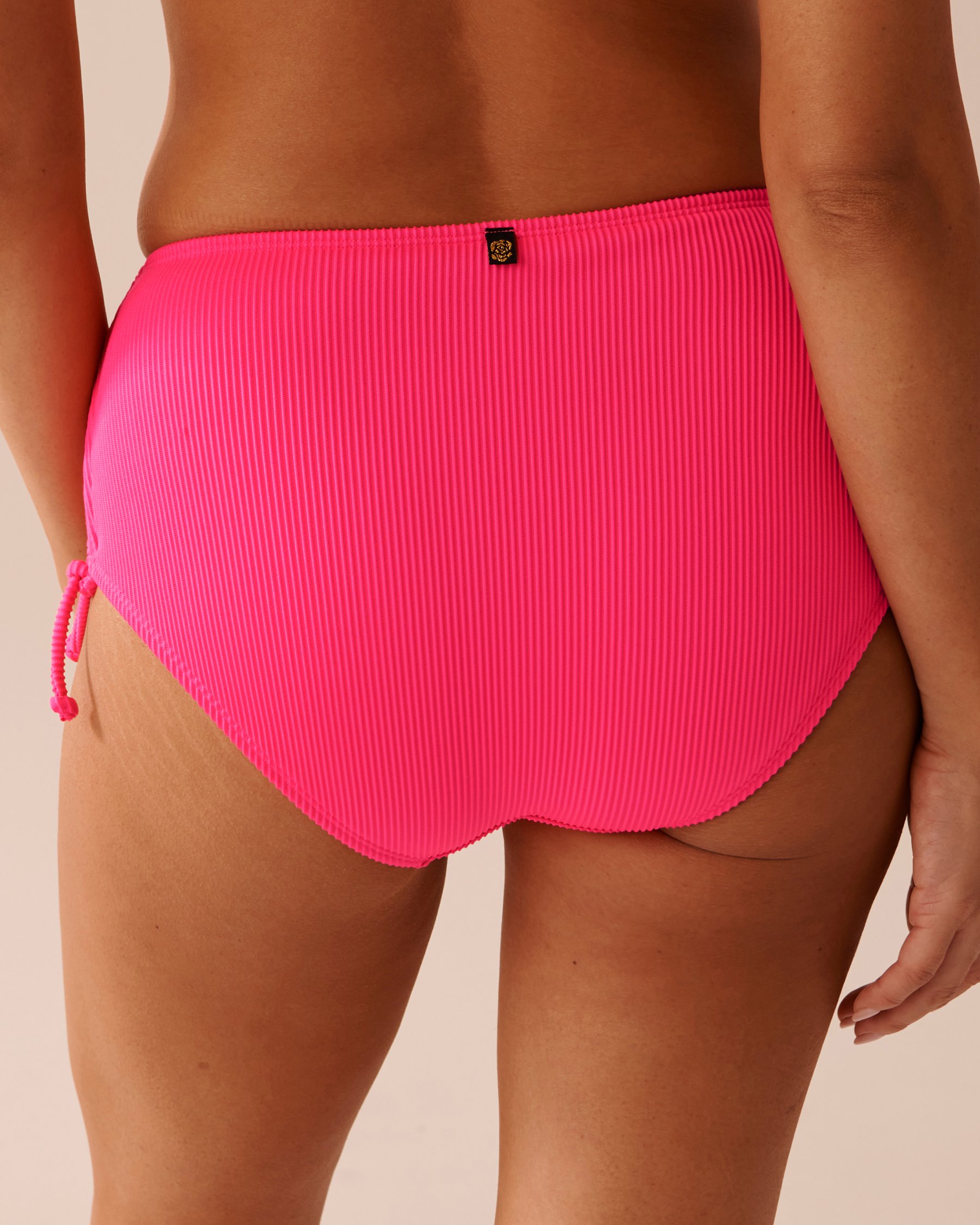 LA VIE EN ROSE AQUA PINK PUNCH Textured Mid Waist Side Tie Bikini Bottom Pink Punch 70300558 - View4