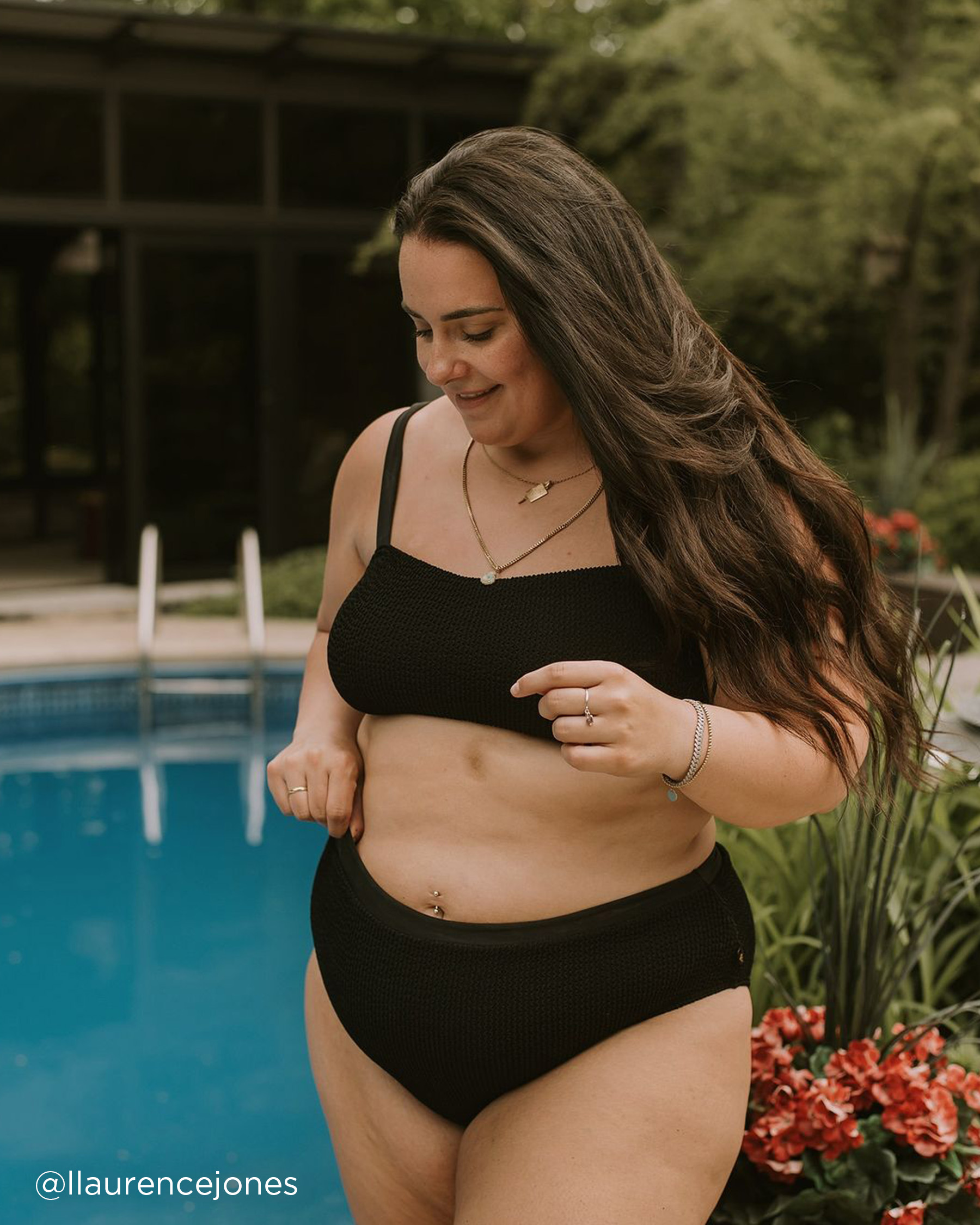 LA VIE EN ROSE AQUA TEXTURED Bandeau Bikini Top Black 70100605 - View4