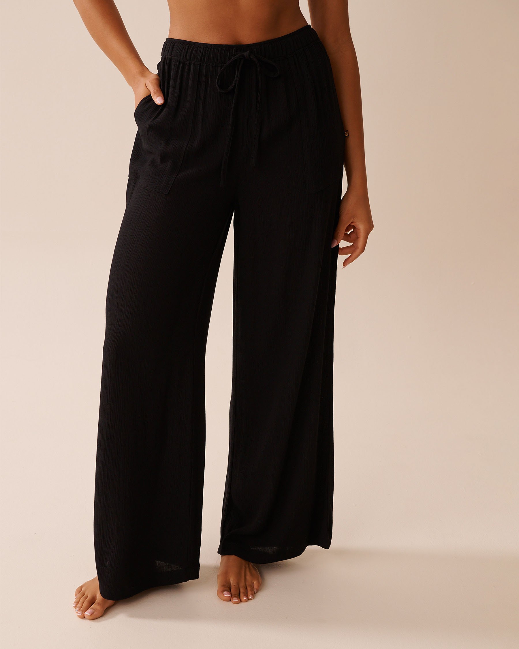 LA VIE EN ROSE AQUA Gauze Pants Black 80200078 - View1