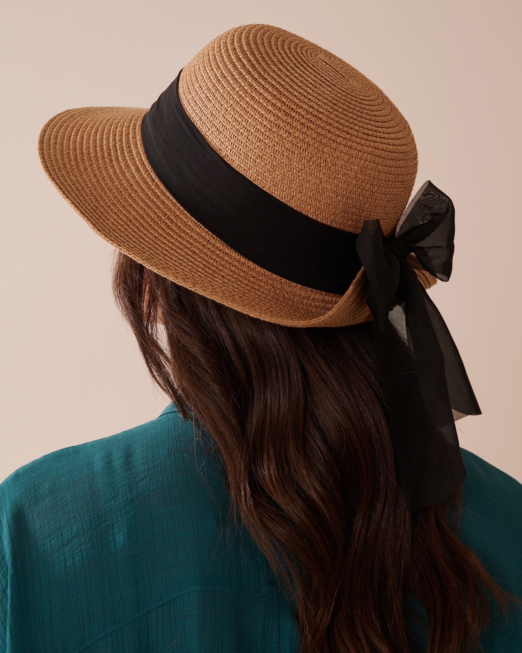 LA VIE EN ROSE AQUA Chapeau cloche avec ruban Paille 80500108 - Voir2