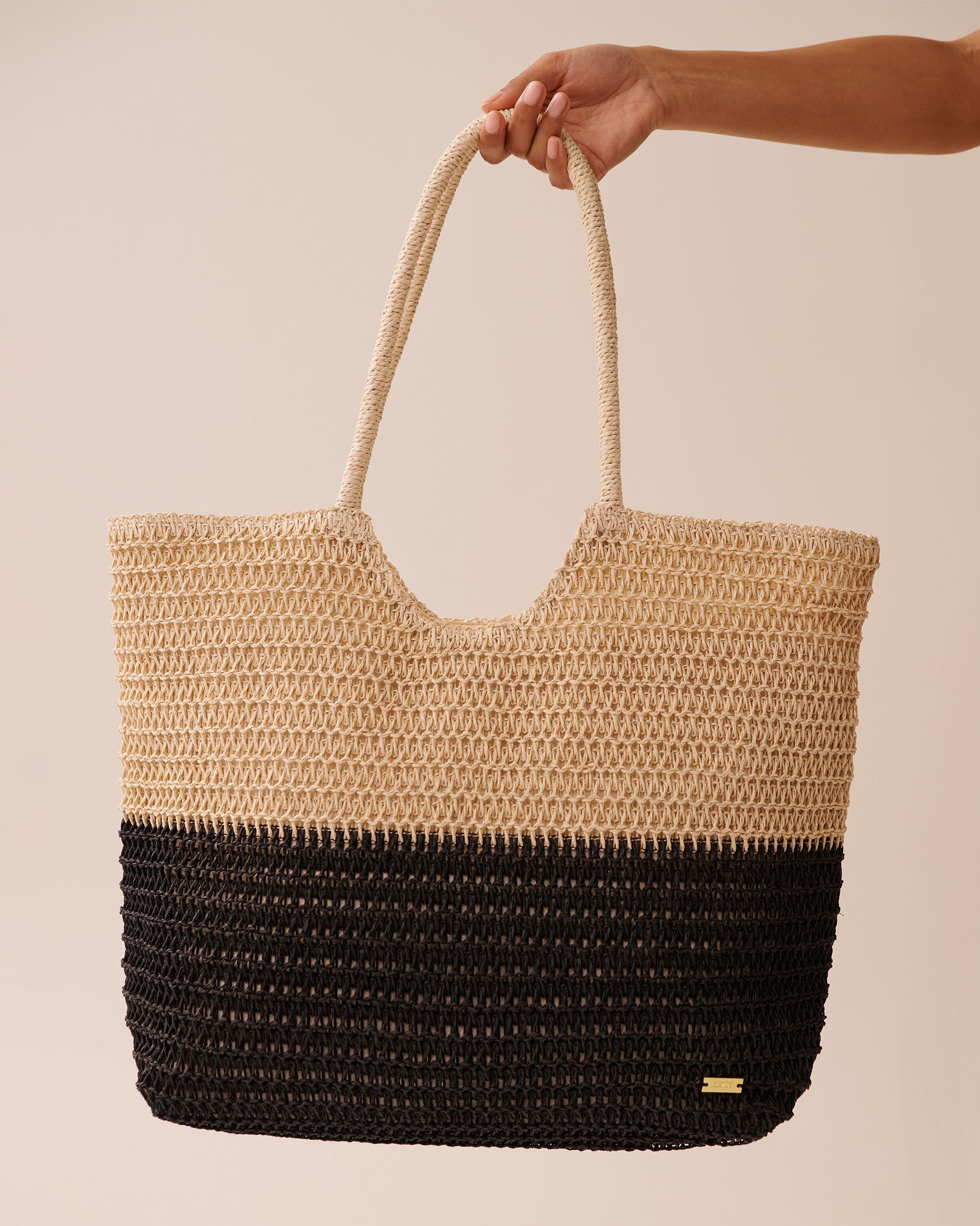 LA VIE EN ROSE AQUA Straw Bag Beige/Black 80500114 - View3