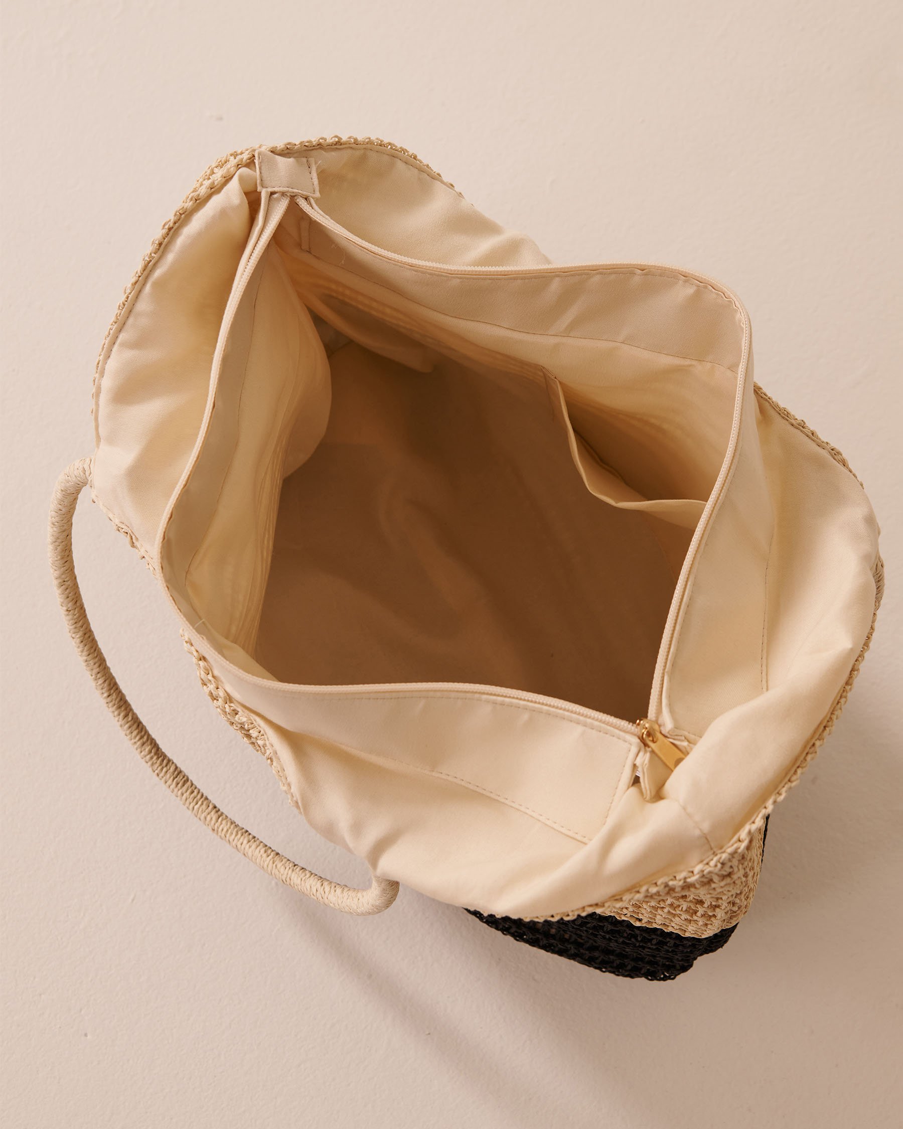 LA VIE EN ROSE AQUA Straw Bag Beige/Black 80500114 - View4