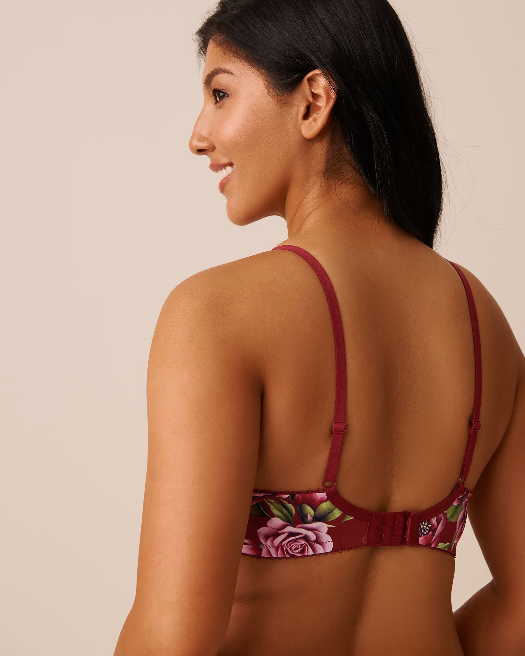 LA VIE EN ROSE Soutien-gorge doublure légère microfibre imprimée Jardin de roses rouges 10200526 - View7