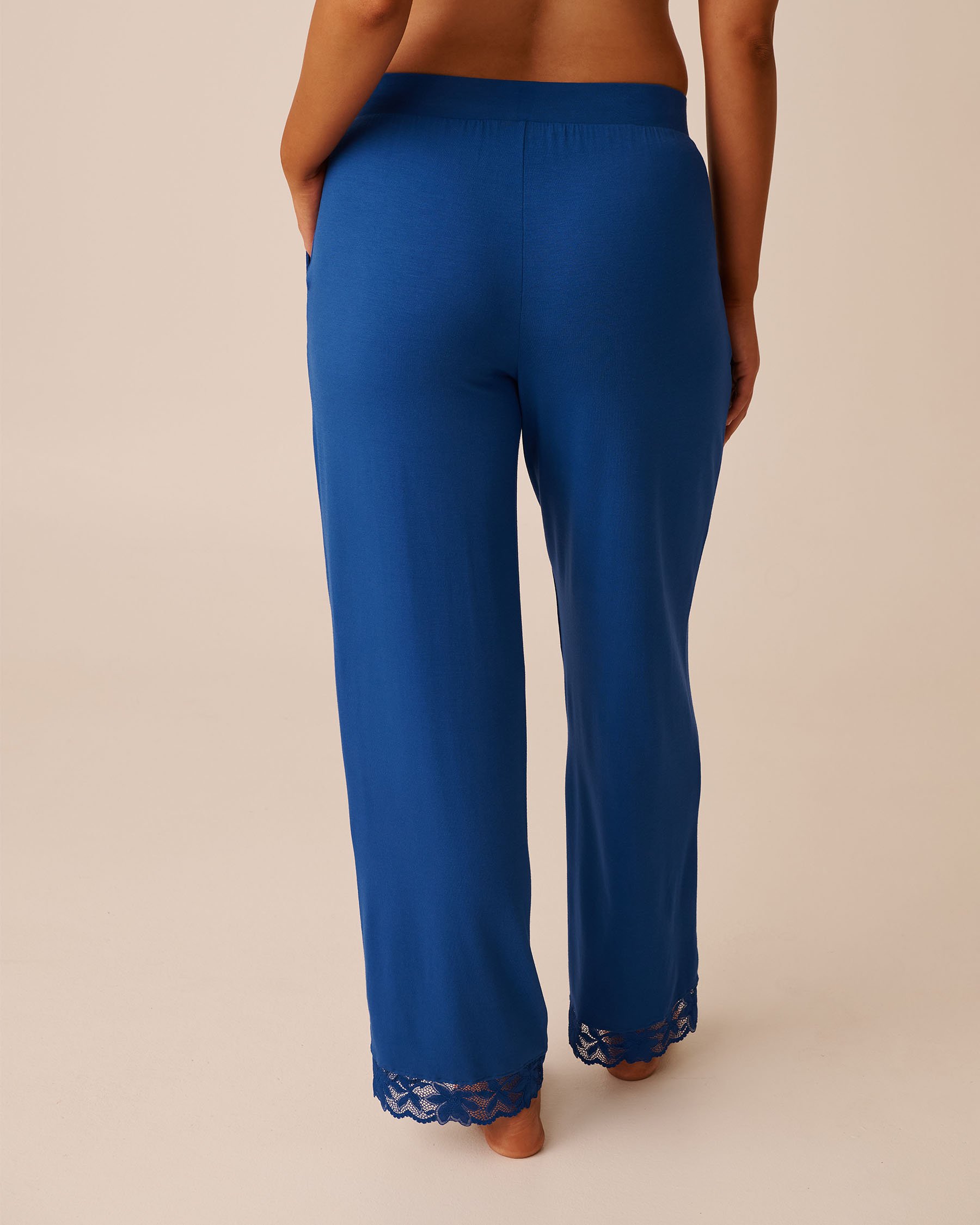 LA VIE EN ROSE Lace Detail Modal Pants Sapphire Blue 60200142 - View2