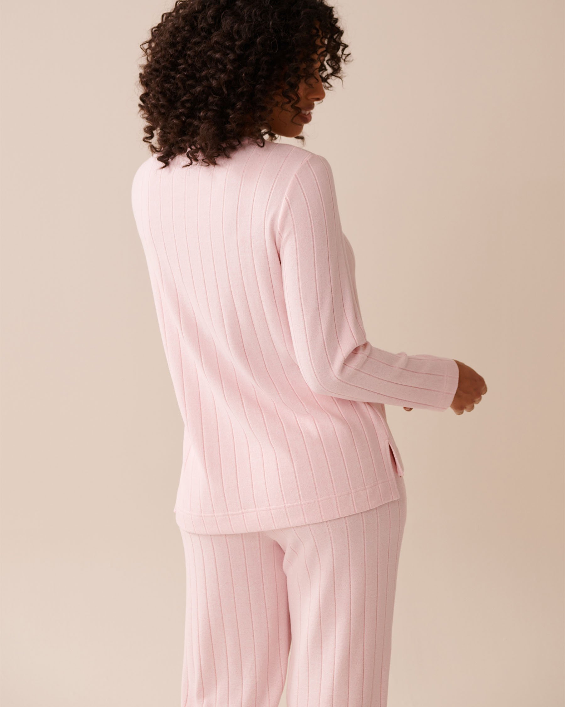 LA VIE EN ROSE Ribbed Long Sleeve Shirt Pink 50100112 - View2