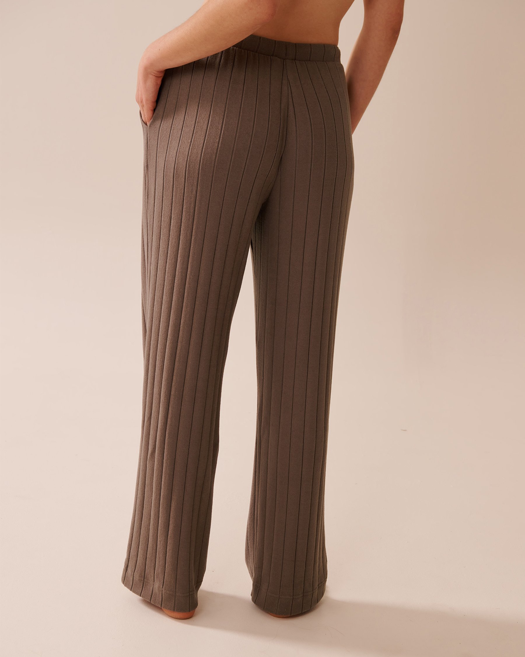 LA VIE EN ROSE Ribbed Pants Taupe 50200099 - View2