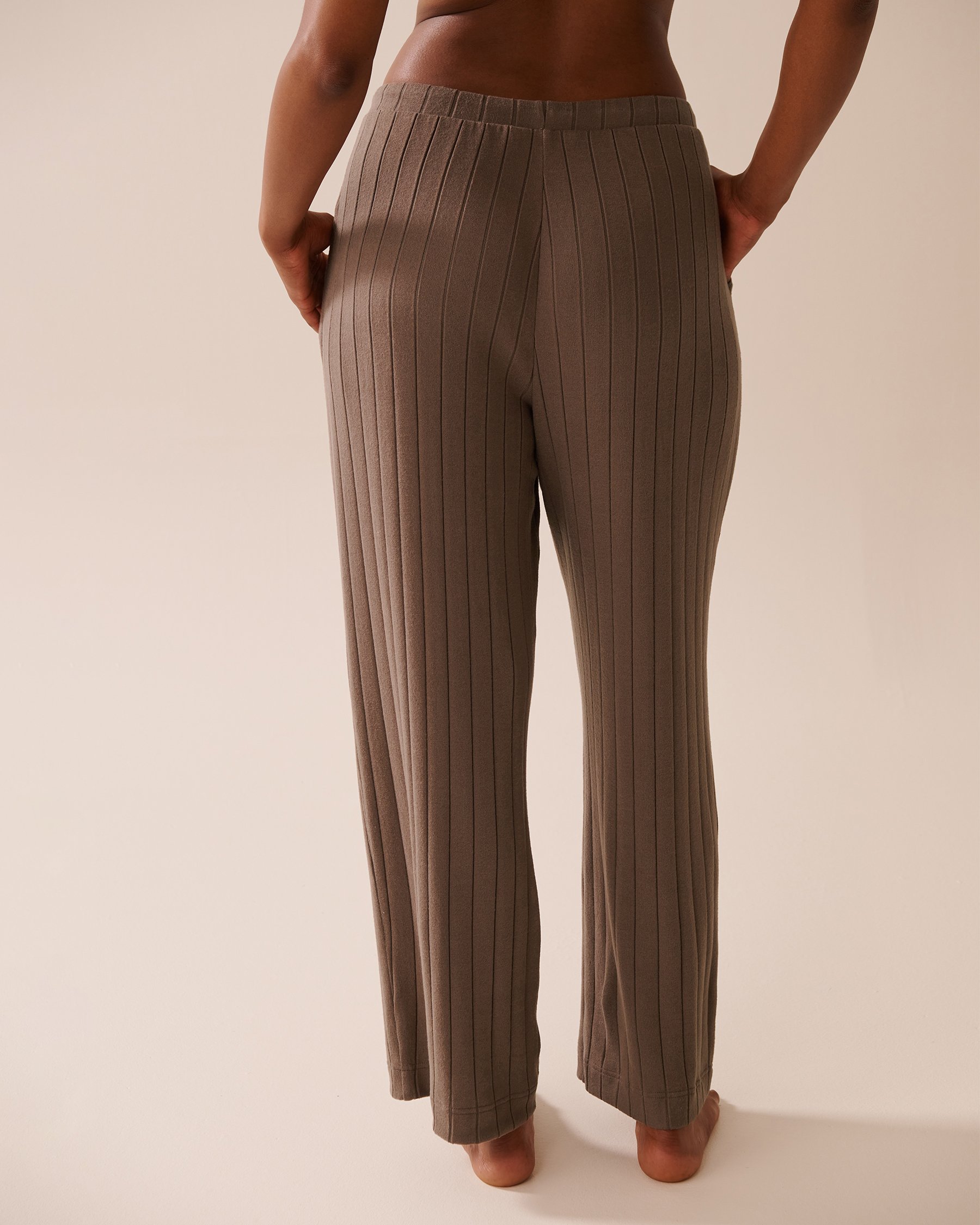 LA VIE EN ROSE Ribbed Pants Taupe 50200099 - View4