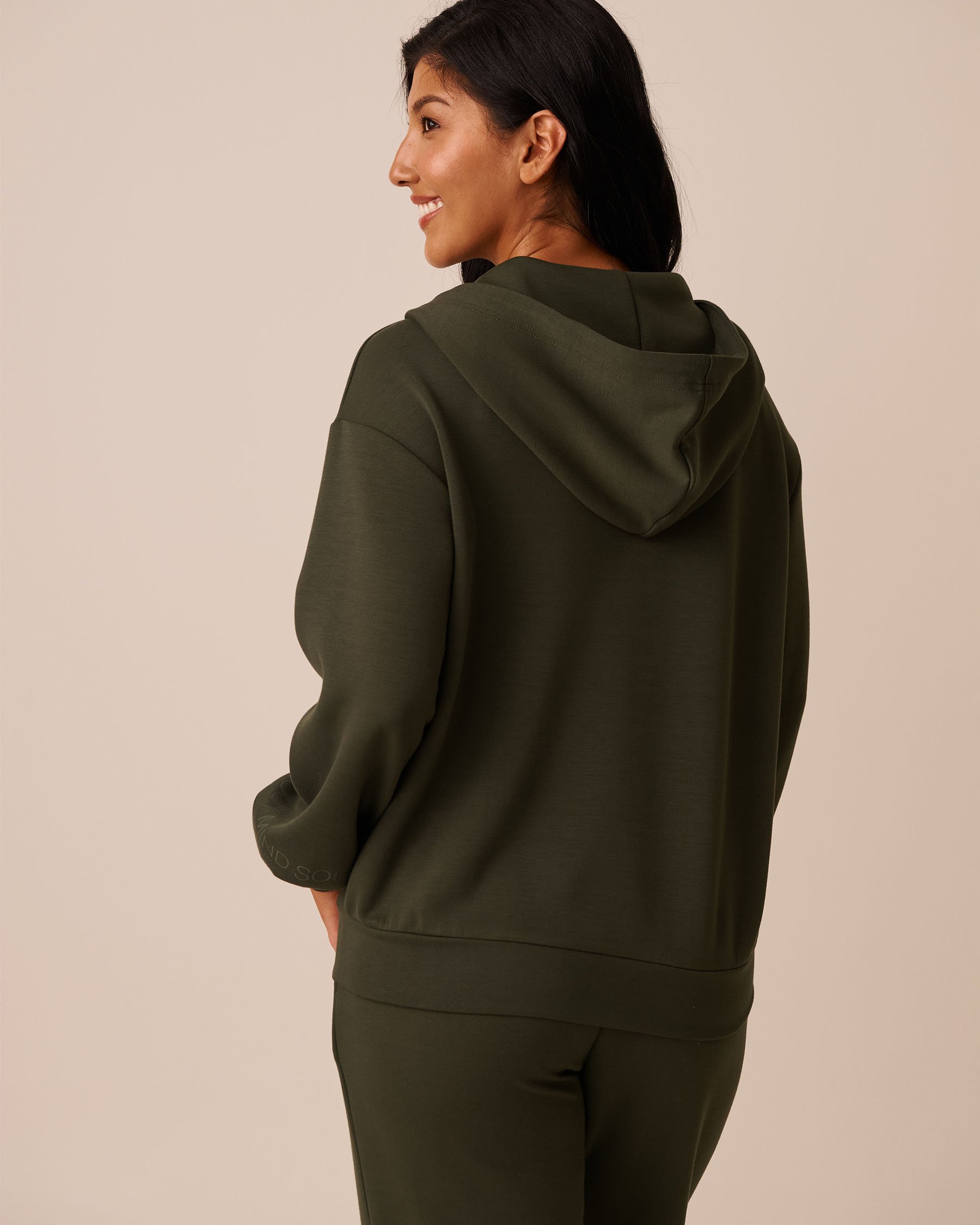 LA VIE EN ROSE Zip-up Hoodie Khaki 50100109 - View2