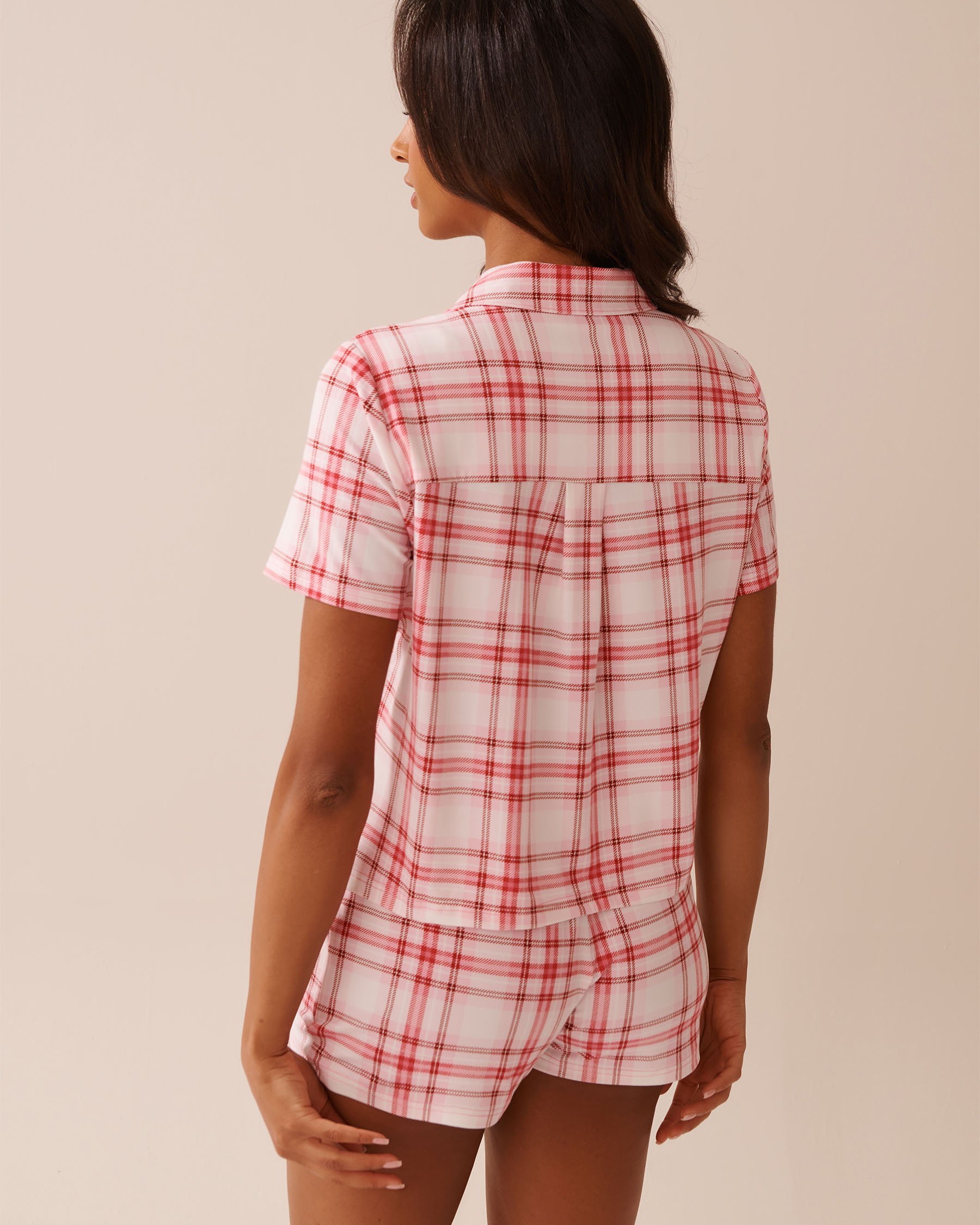 LA VIE EN ROSE Pink Plaid Super Soft Button-down Shirt Pink Plaid 40100753 - View2