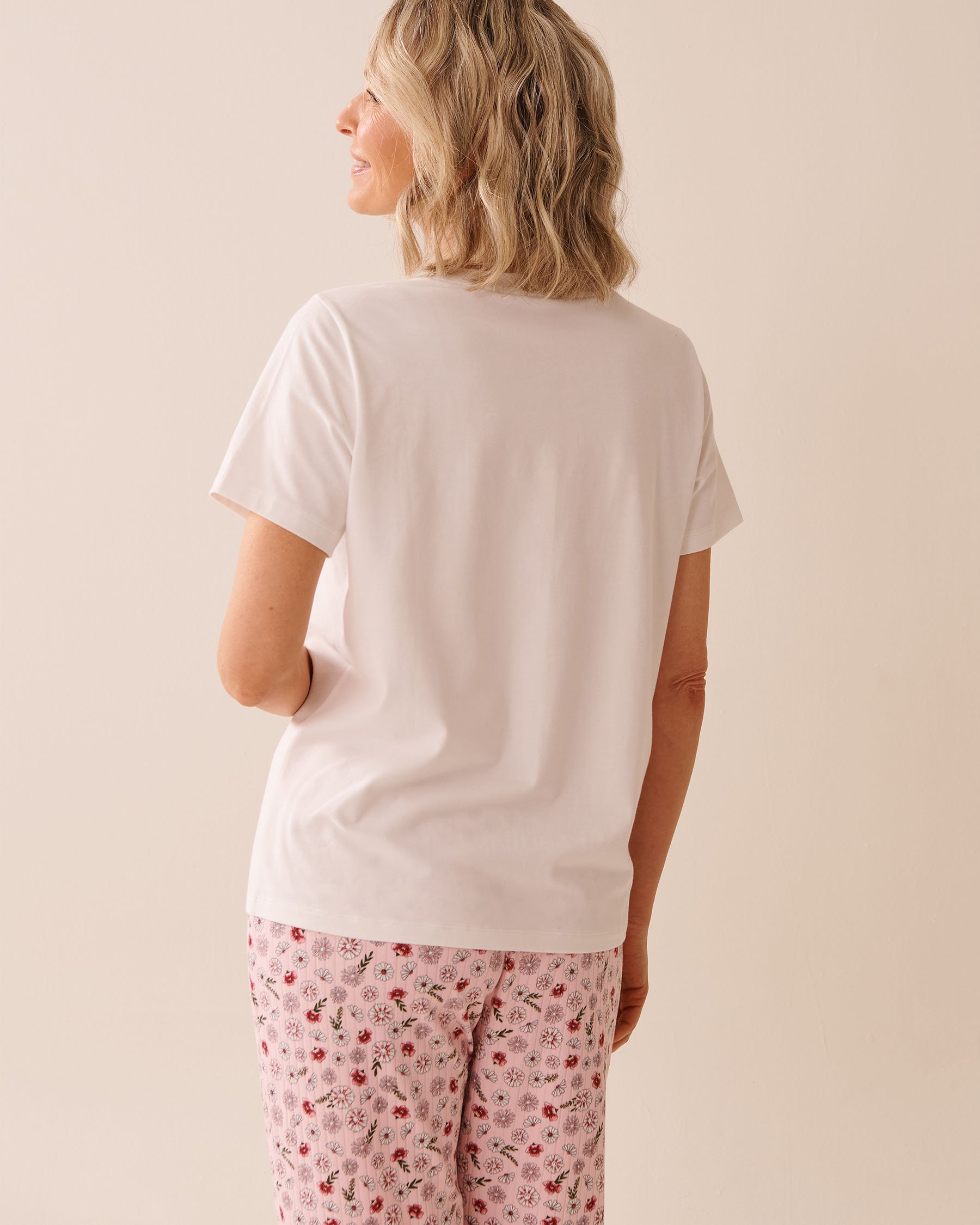LA VIE EN ROSE T-shirt en coton imprimé fleuri Blanc 40100756 - View2