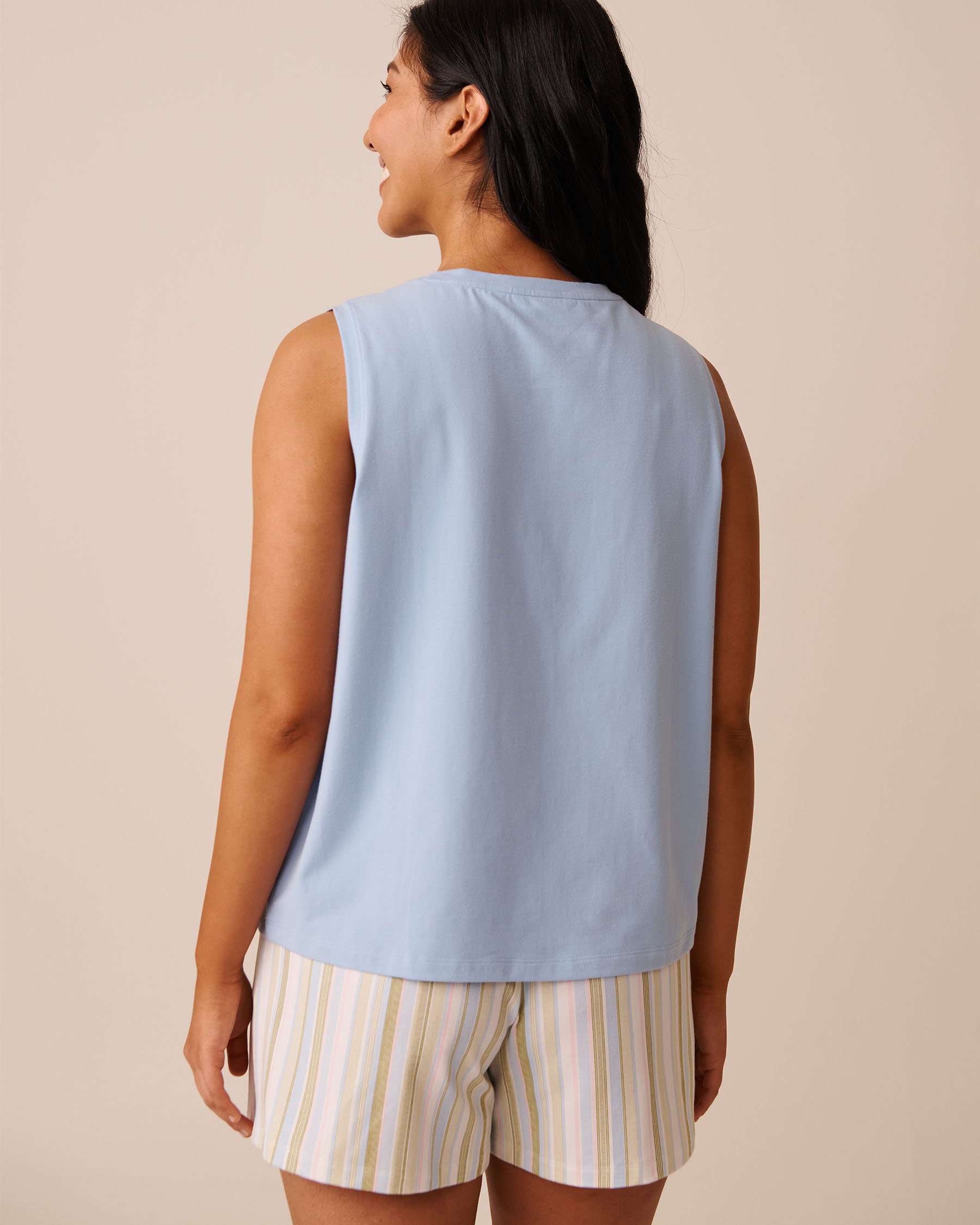 LA VIE EN ROSE Camisole en coton imprimé grenouille Bleu pastel 40100757 - View2