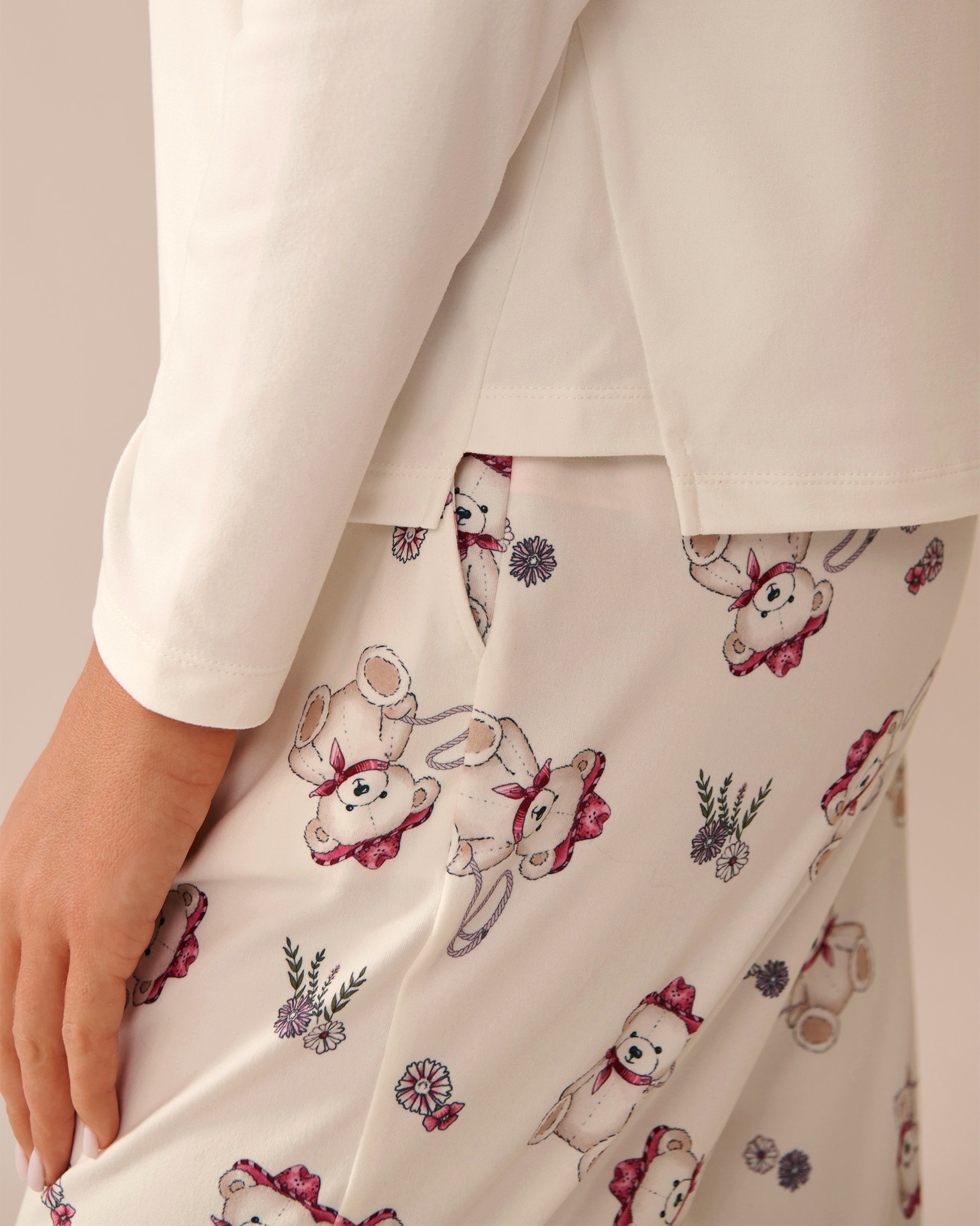 LA VIE EN ROSE Chandail manches longues ultra doux imprimé ourson cowboy Blanc 40100762 - View5