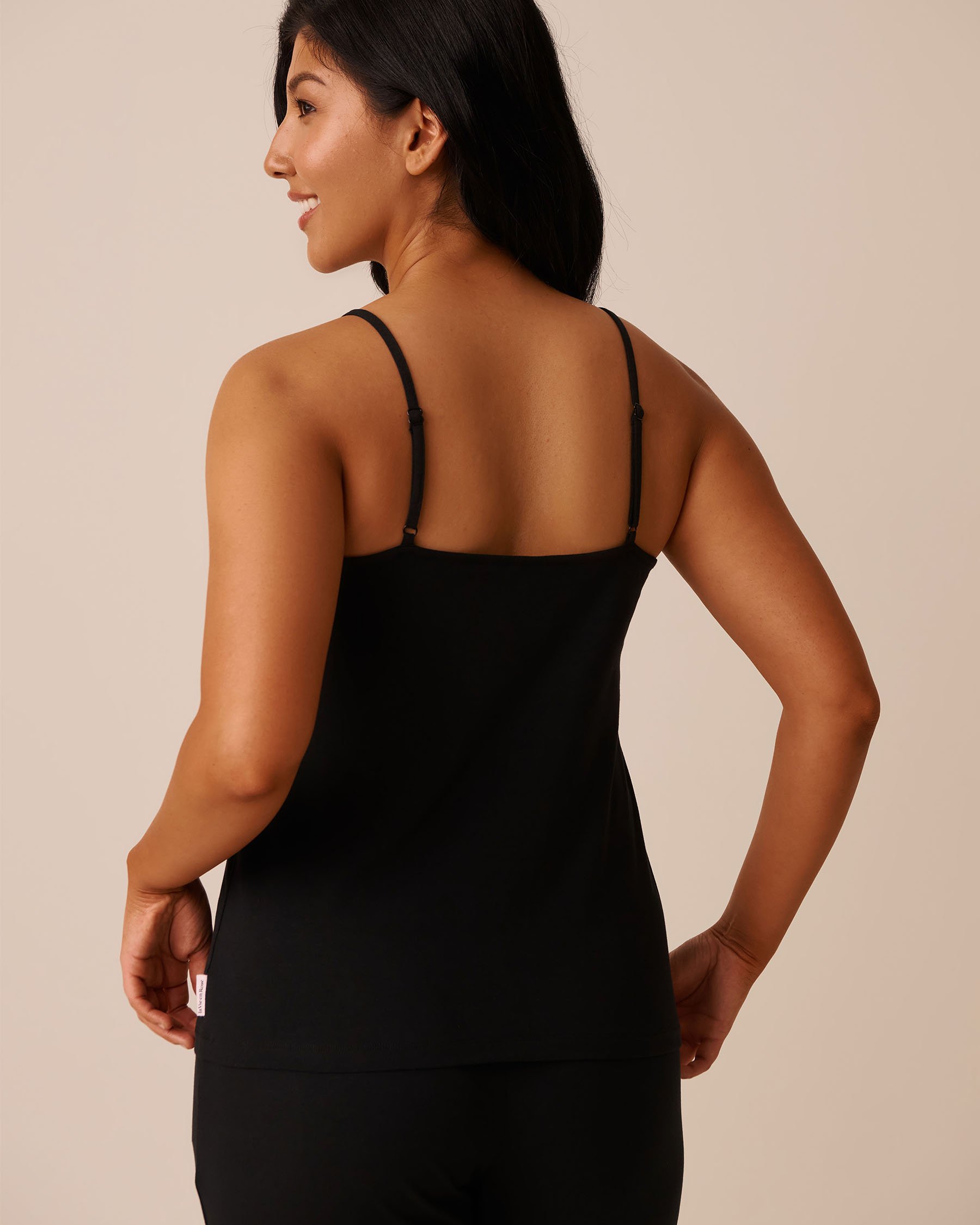 LA VIE EN ROSE Camisole en coton Noir 40100764 - View2