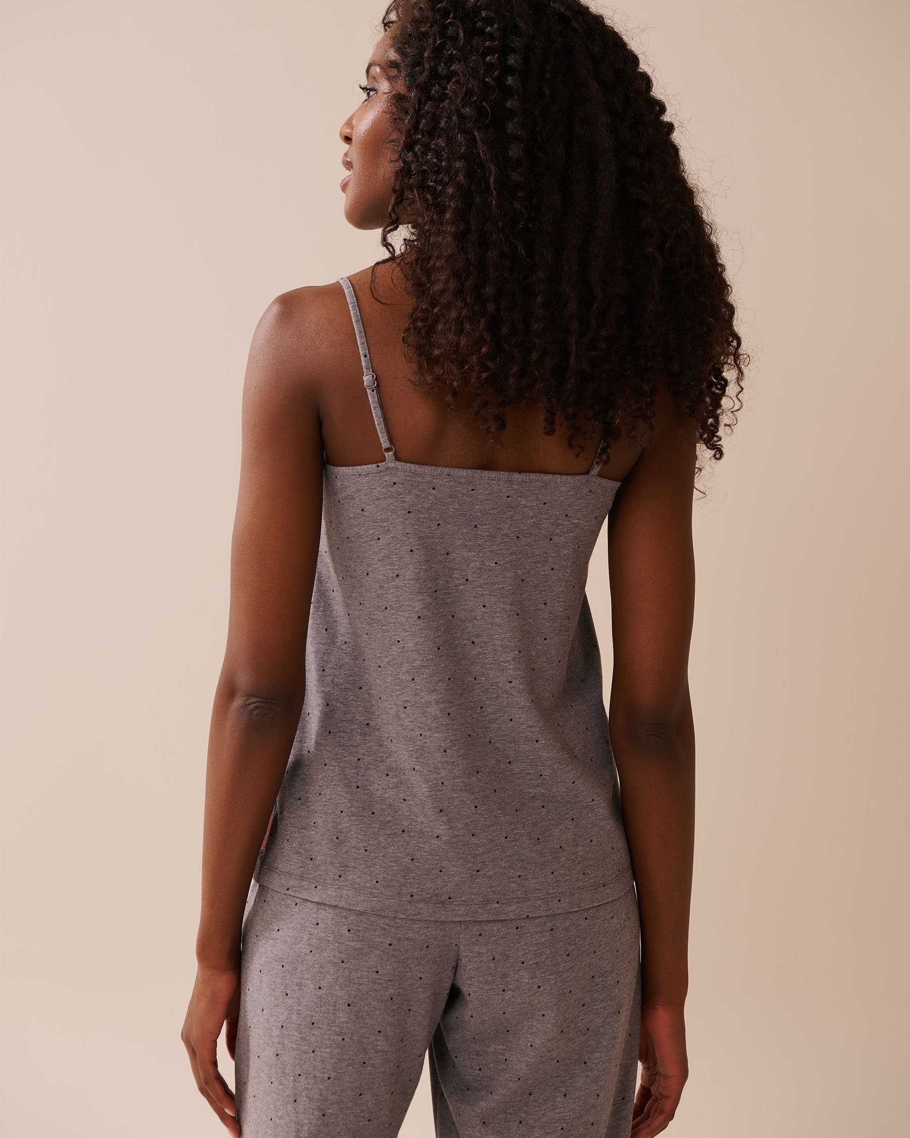 LA VIE EN ROSE Cotton Cami Grey/Black Polka Dot 40100764 - View2
