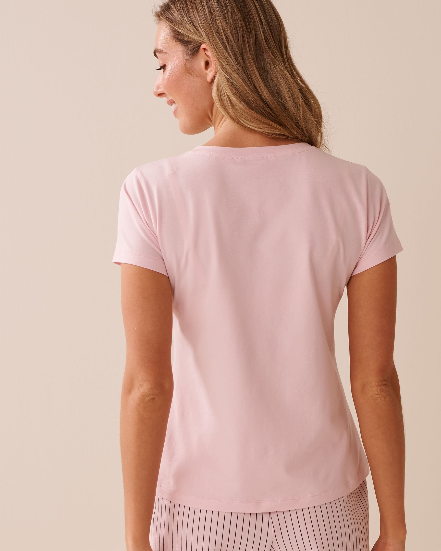 LA VIE EN ROSE T-shirt en coton Rose tendre 40100766 - View3