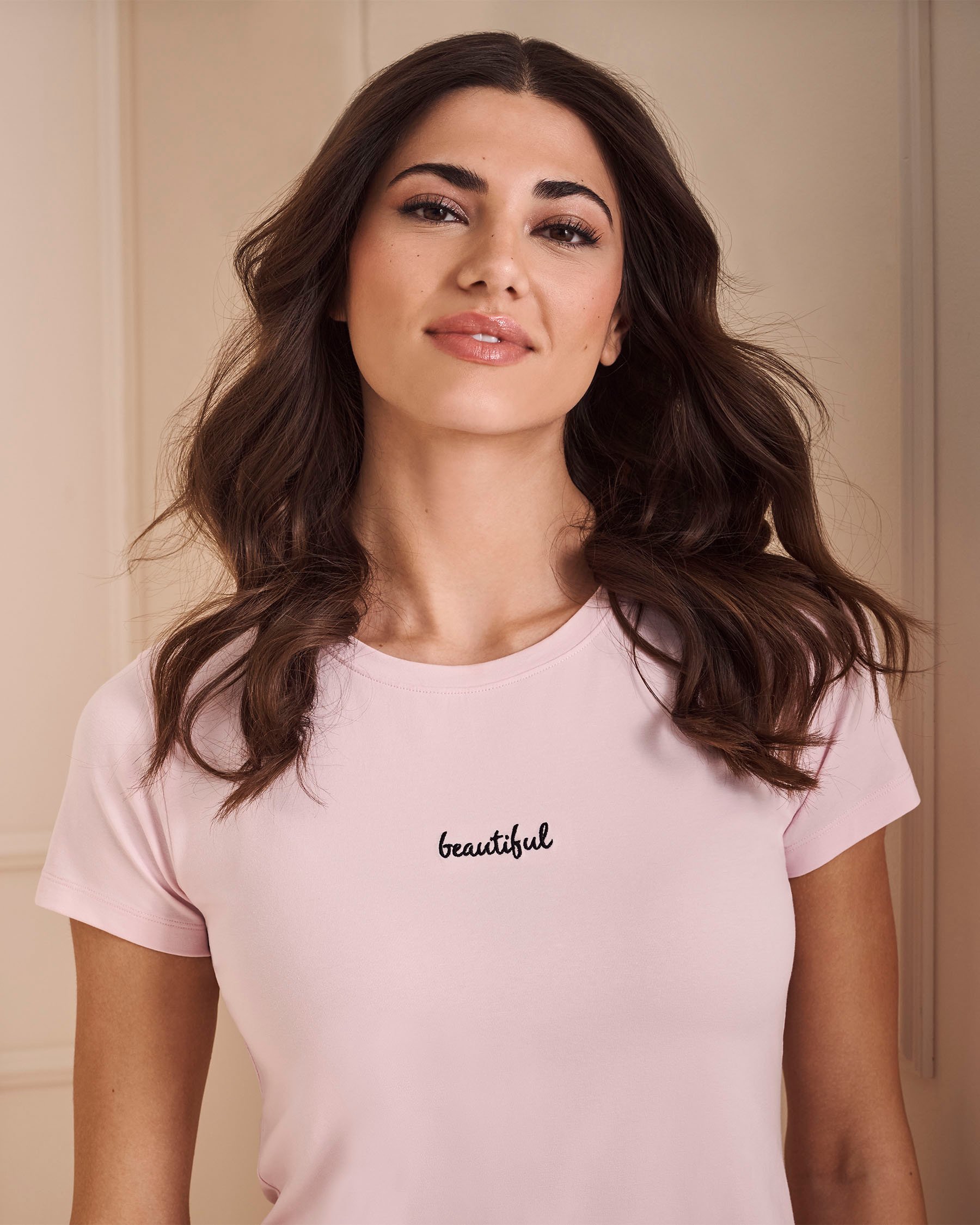 LA VIE EN ROSE T-shirt en coton Rose tendre 40100766 - View1