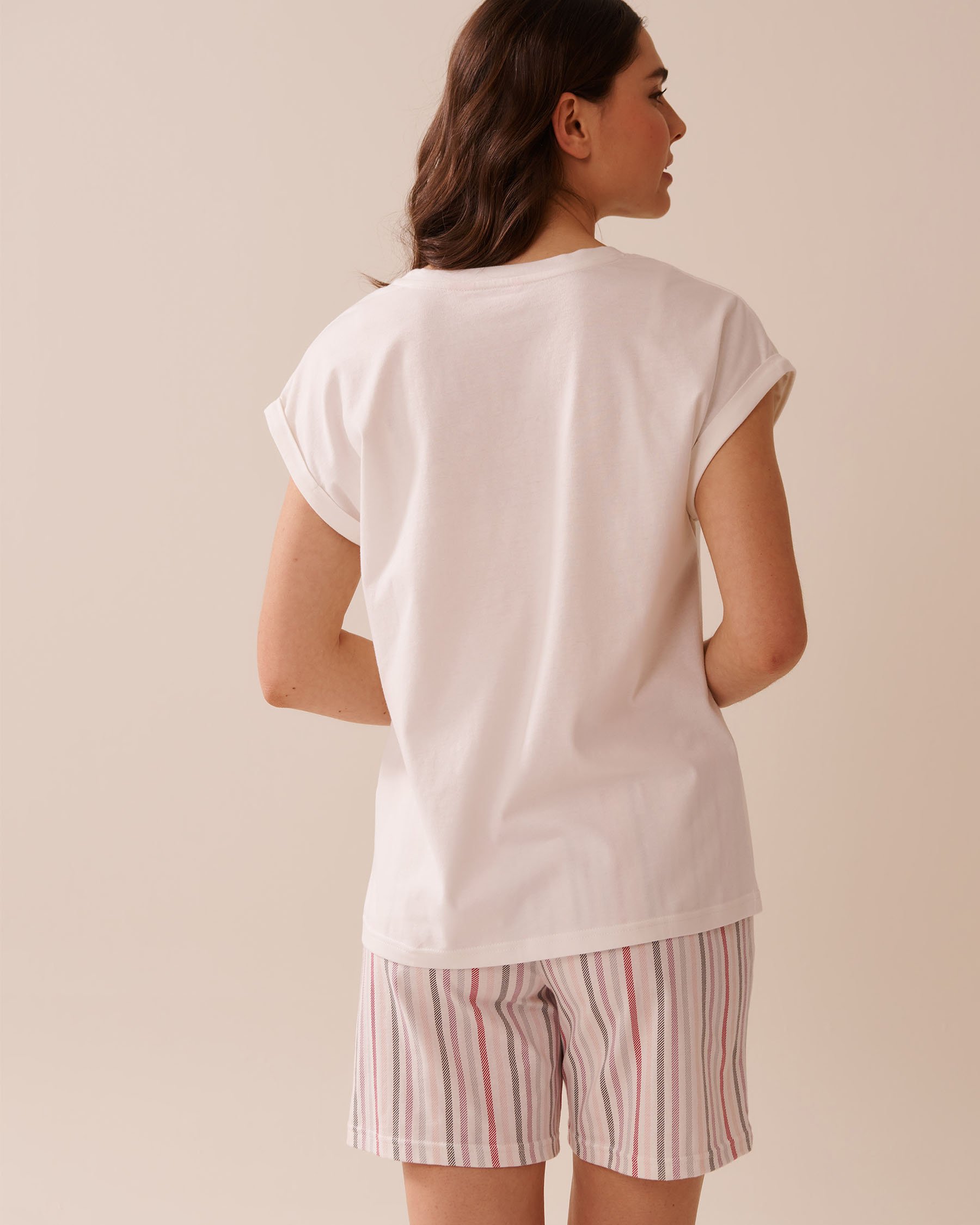 LA VIE EN ROSE T-shirt col rond en coton imprimé souris Blanc 40100767 - View2