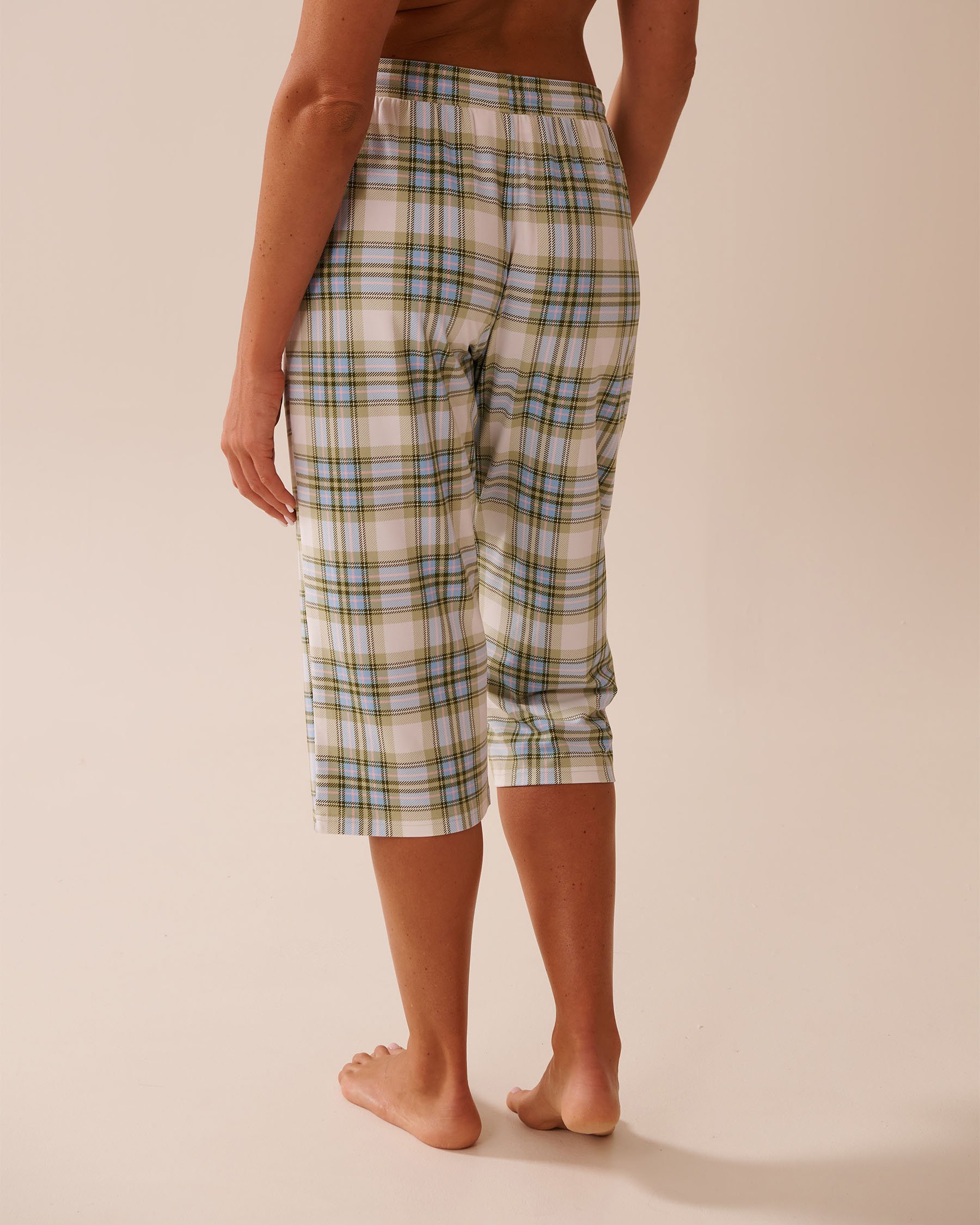 LA VIE EN ROSE Capri de pyjama ultra doux carreaux bleus et verts Carreaux verts et bleus 40200740 - View2