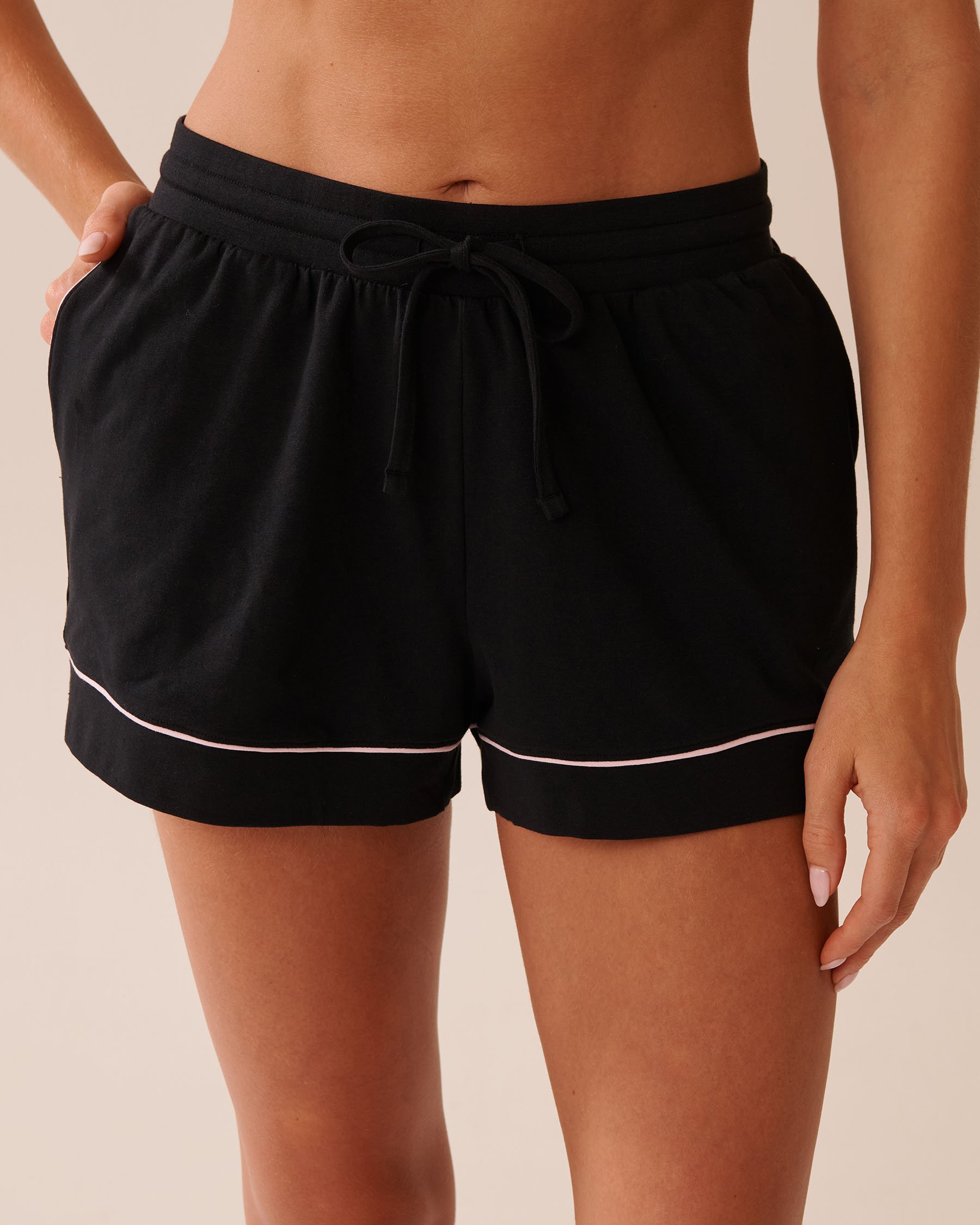 LA VIE EN ROSE Cotton Pajama Shorts Black 40200749 - View1
