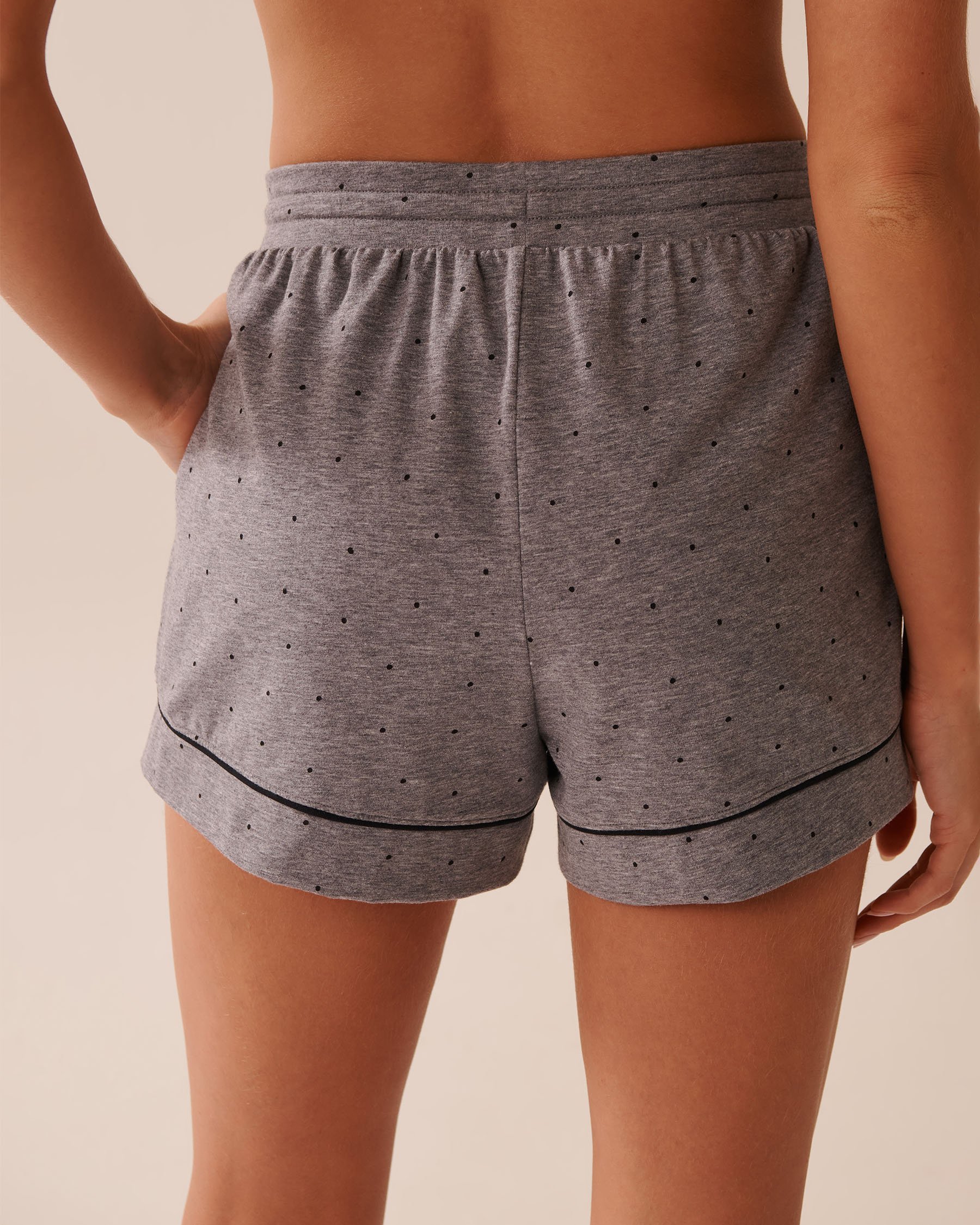 LA VIE EN ROSE Cotton Pajama Shorts Grey/Black Polka Dot 40200749 - View2