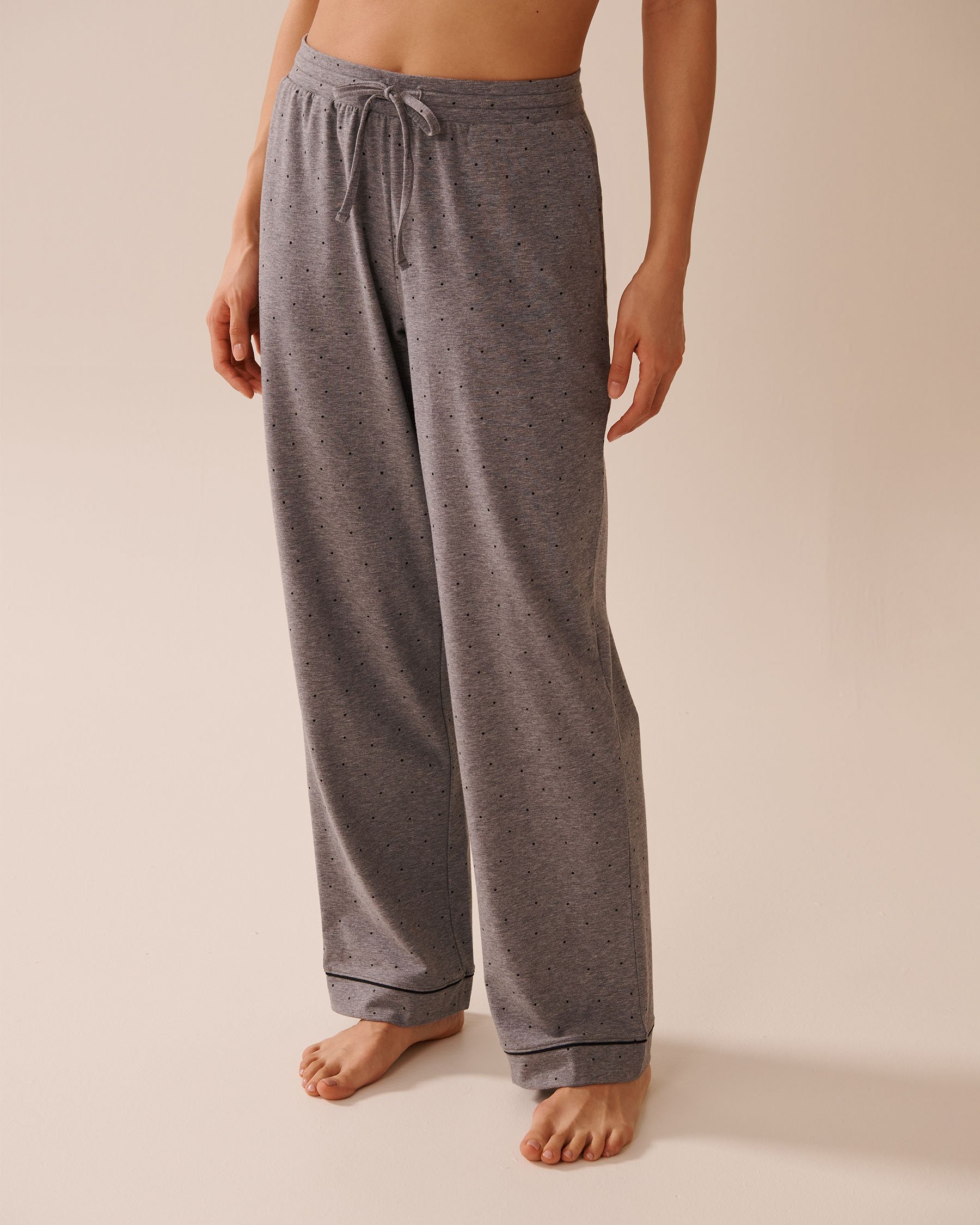 LA VIE EN ROSE Cotton Pajama Pants Grey/Black Polka Dot 40200751 - View1