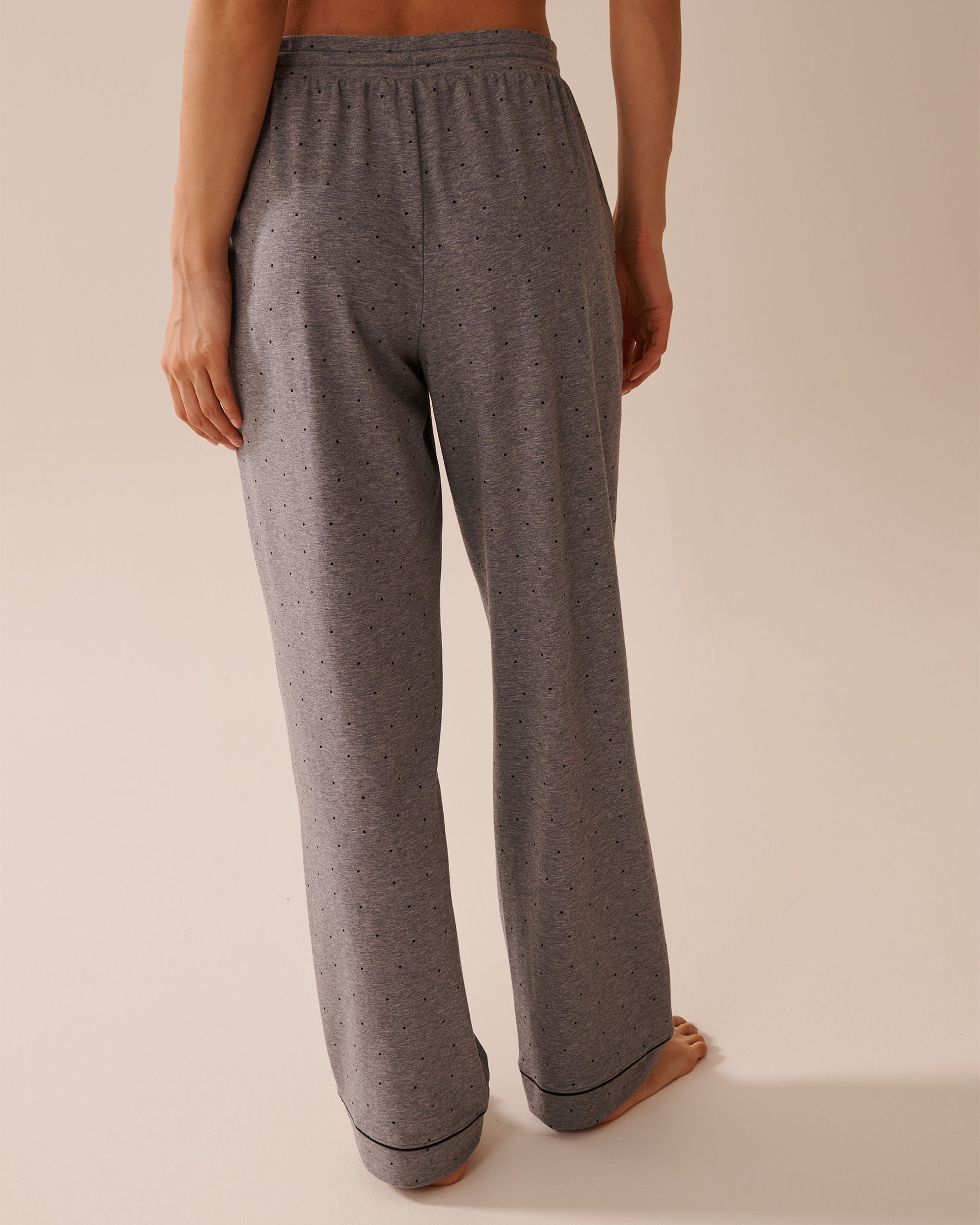 LA VIE EN ROSE Cotton Pajama Pants Grey/Black Polka Dot 40200751 - View2