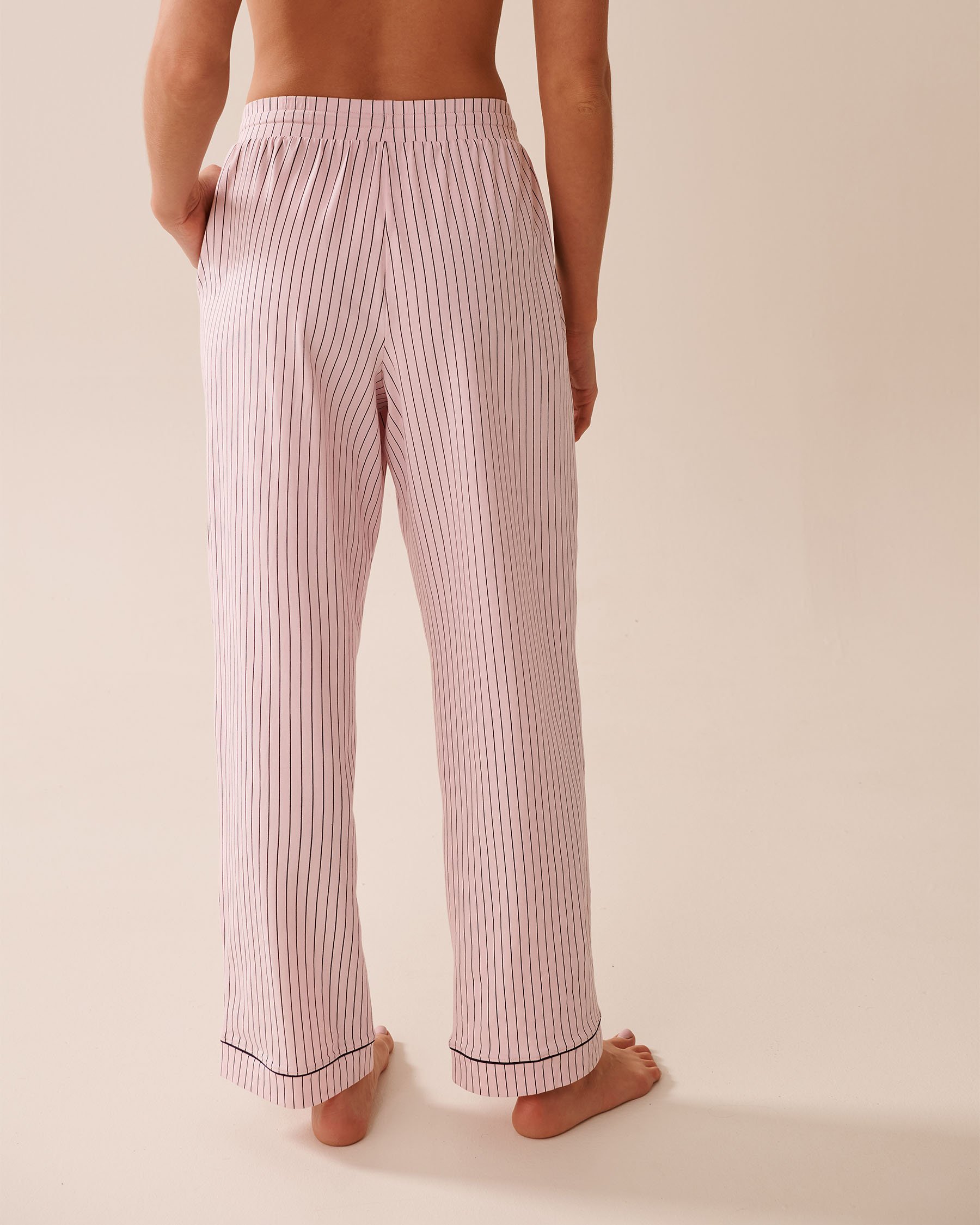 LA VIE EN ROSE Cotton Pajama Pants Pink/Black Stripes 40200751 - View3