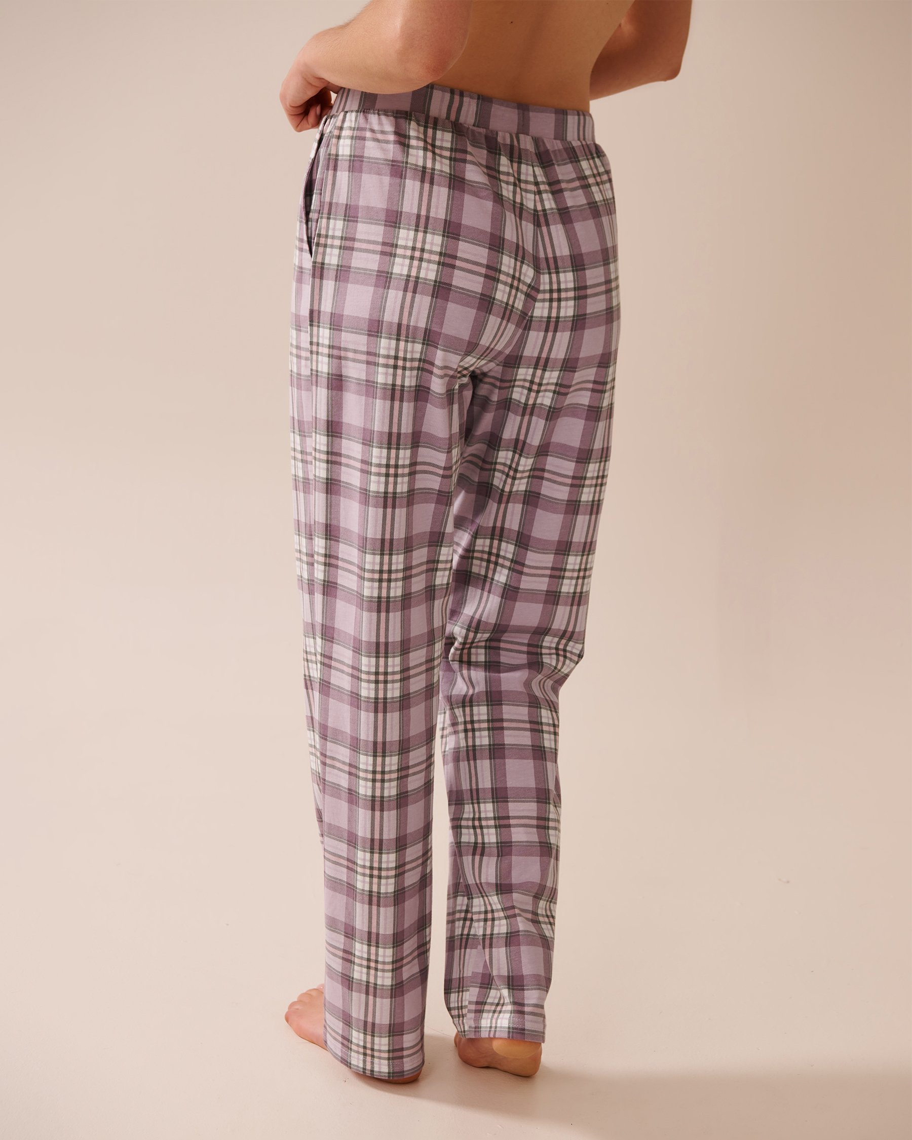 LA VIE EN ROSE Pantalon de pyjama en coton carreaux mauves Carreaux mauves 40200756 - Voir2