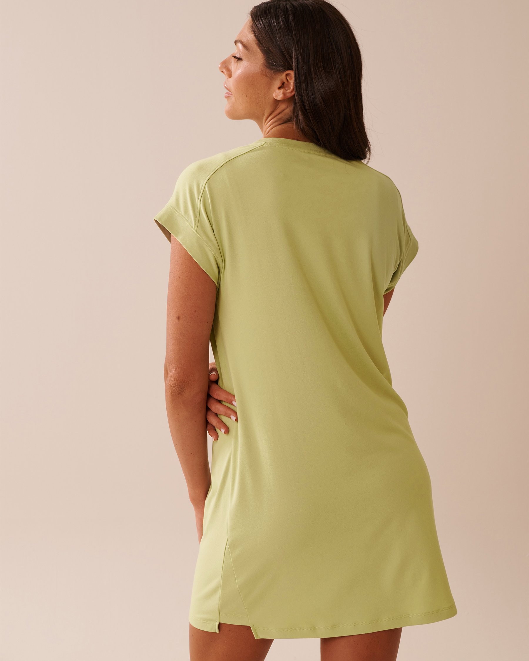 LA VIE EN ROSE Chemise de nuit ultra douce imprimé grenouille Vert melon 40500441 - View2