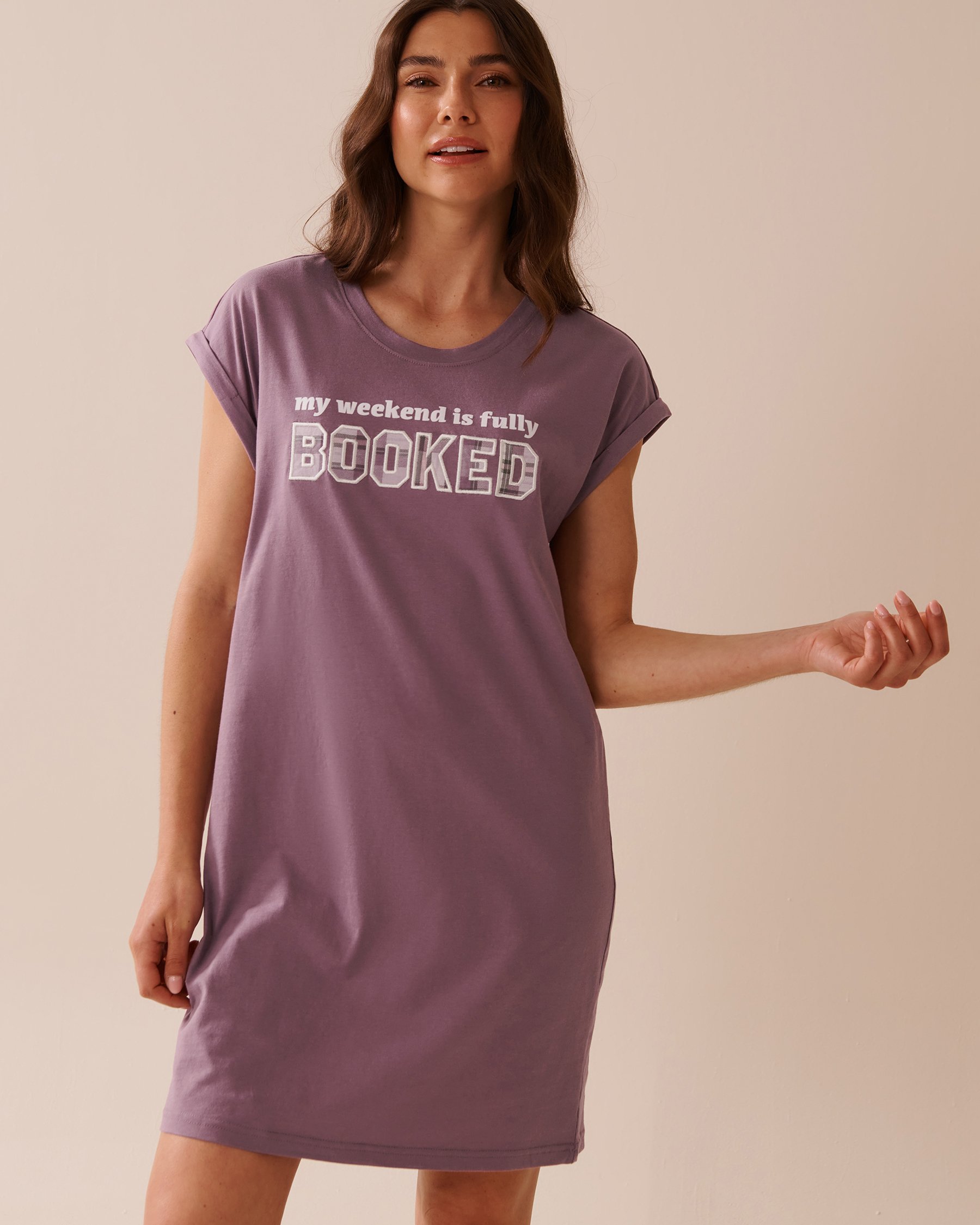 LA VIE EN ROSE Weekend Print Cotton Short Sleeve Sleepshirt Mauve 40500442 - View1