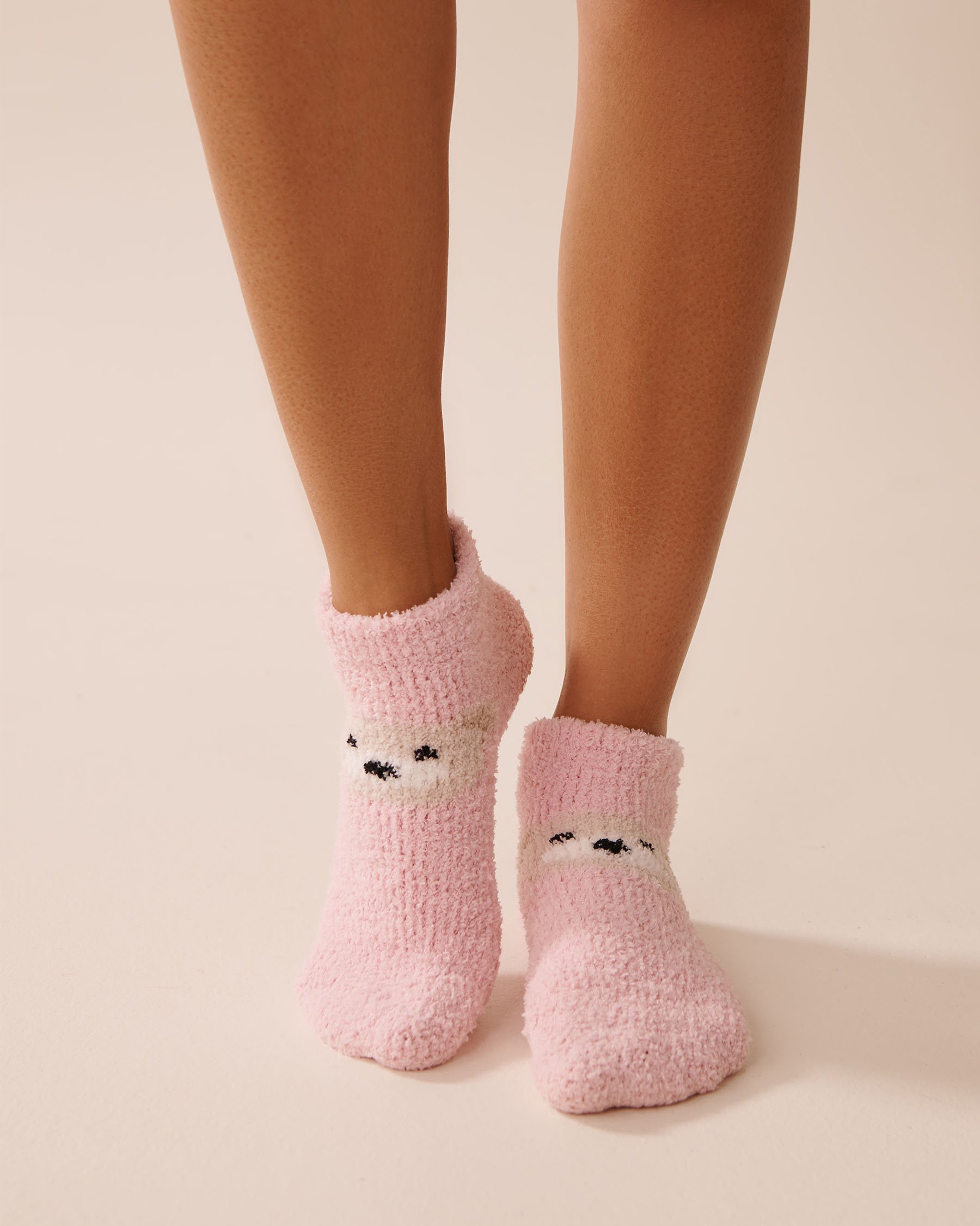 LA VIE EN ROSE Plush Teddy Bear Socks Tender Pink 40700412 - View1