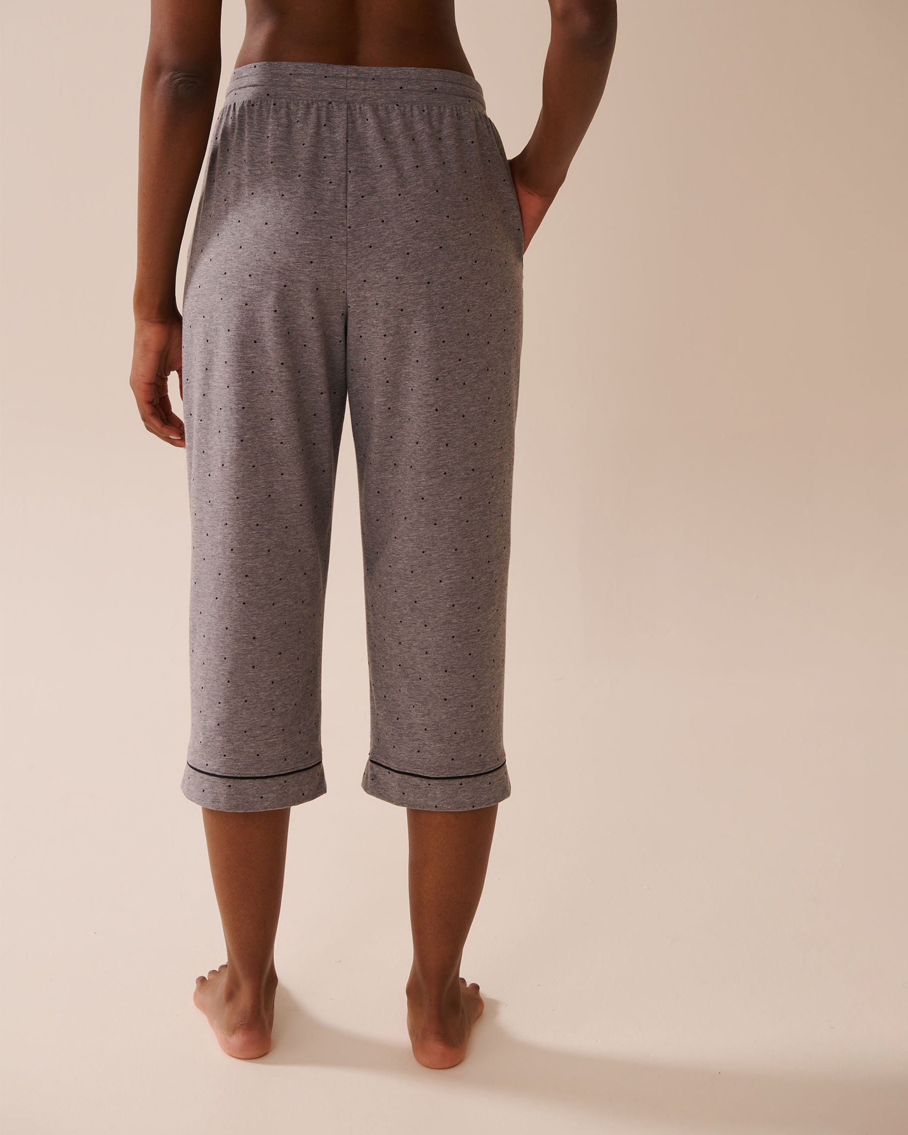 LA VIE EN ROSE Cotton Pajama Capris Grey/Black Polka Dot 40200750 - View2