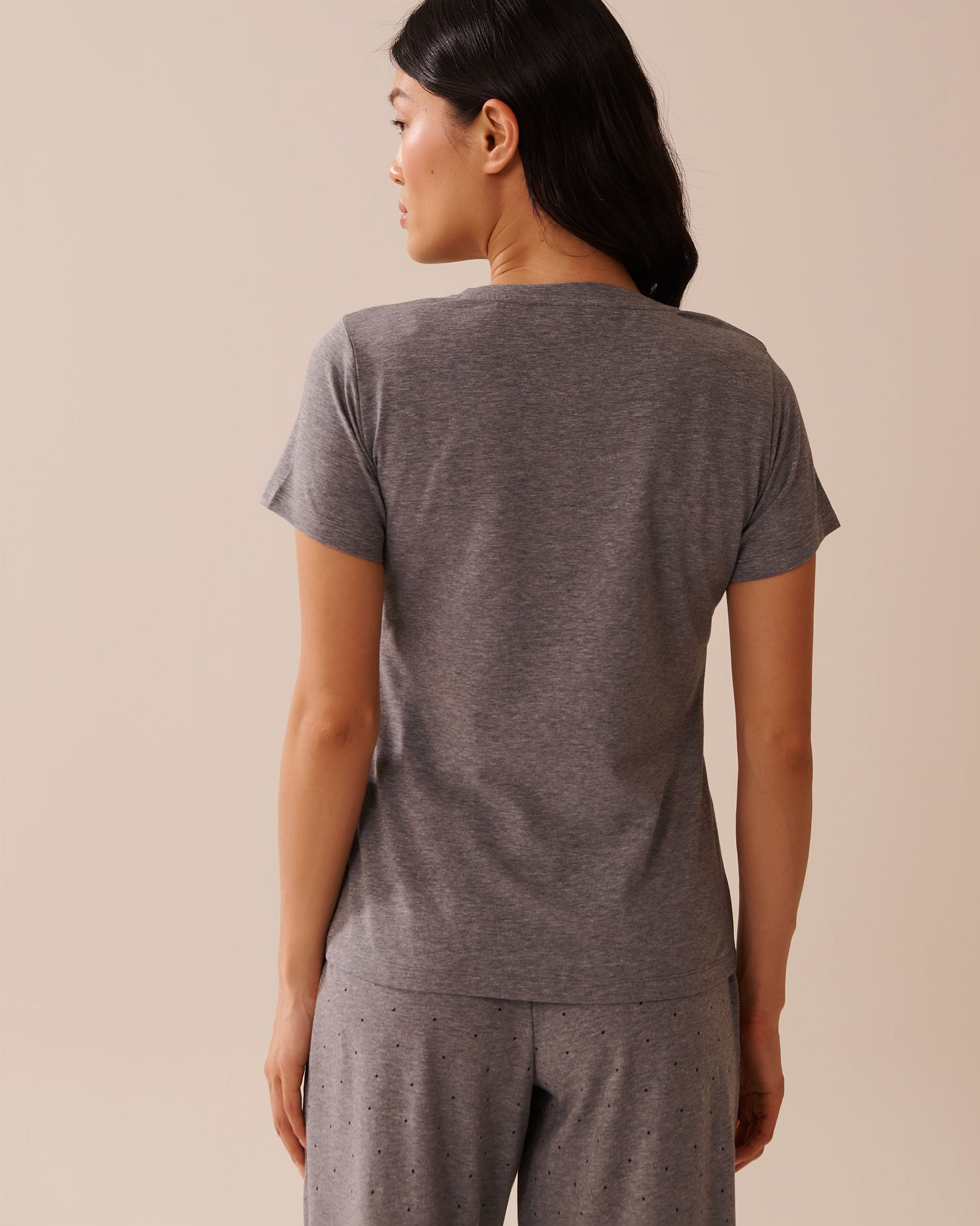 LA VIE EN ROSE Cotton T-shirt Charcoal Grey 40100766 - View2