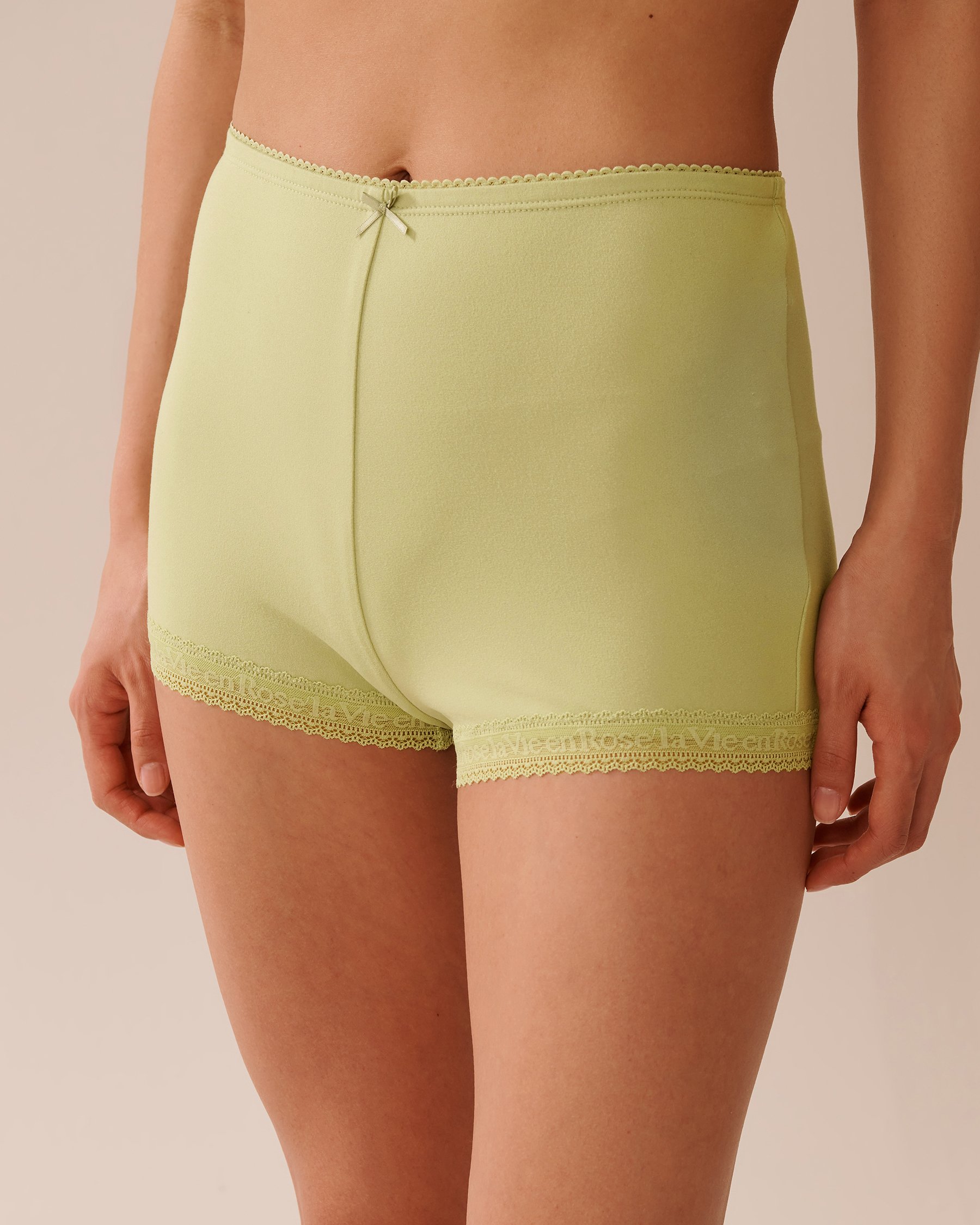 LA VIE EN ROSE Super Soft Lace Trim Pajama Shorts Honeydew Green 40200739 - View1