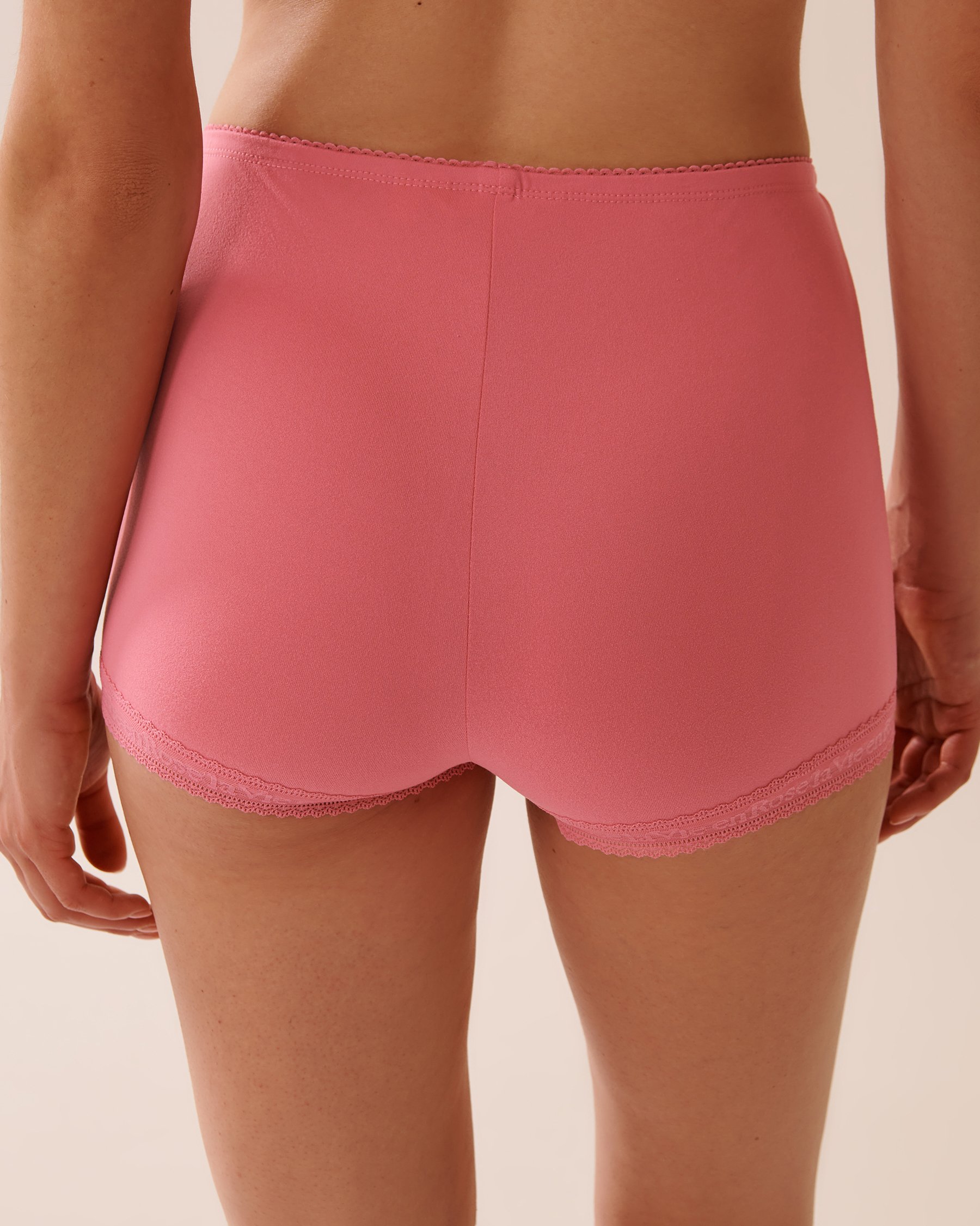 LA VIE EN ROSE Super Soft Lace Trim Pajama Shorts Watermelon Pink 40200739 - View2