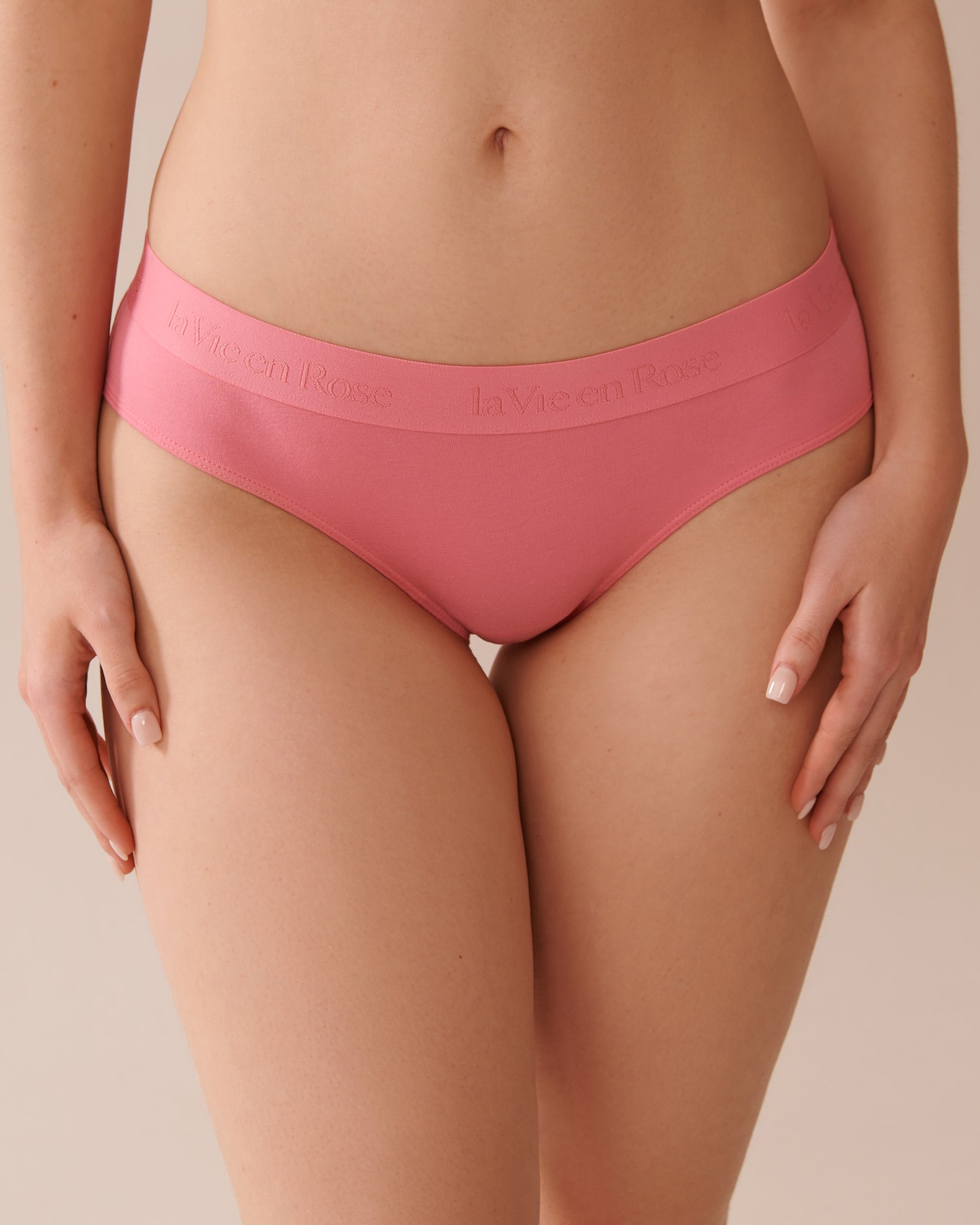 LA VIE EN ROSE Cotton and Logo Elastic Band Bikini Panty Watermelon Pink 20100620 - View1