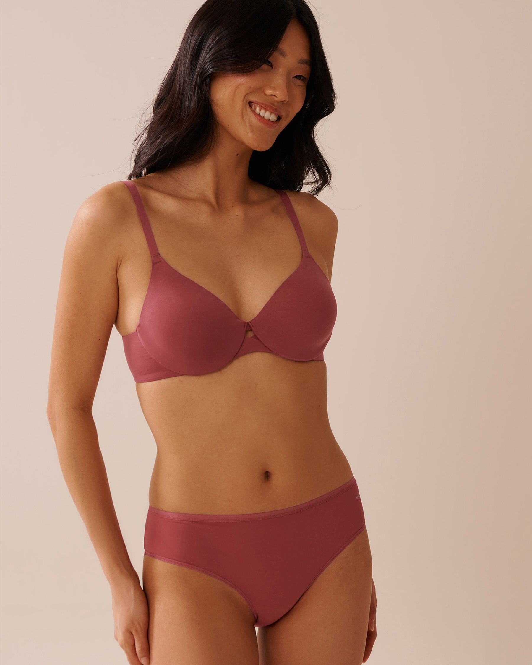 LA VIE EN ROSE Culotte bikini microfibre dos lisse Rouge framboise 20300426 - View3